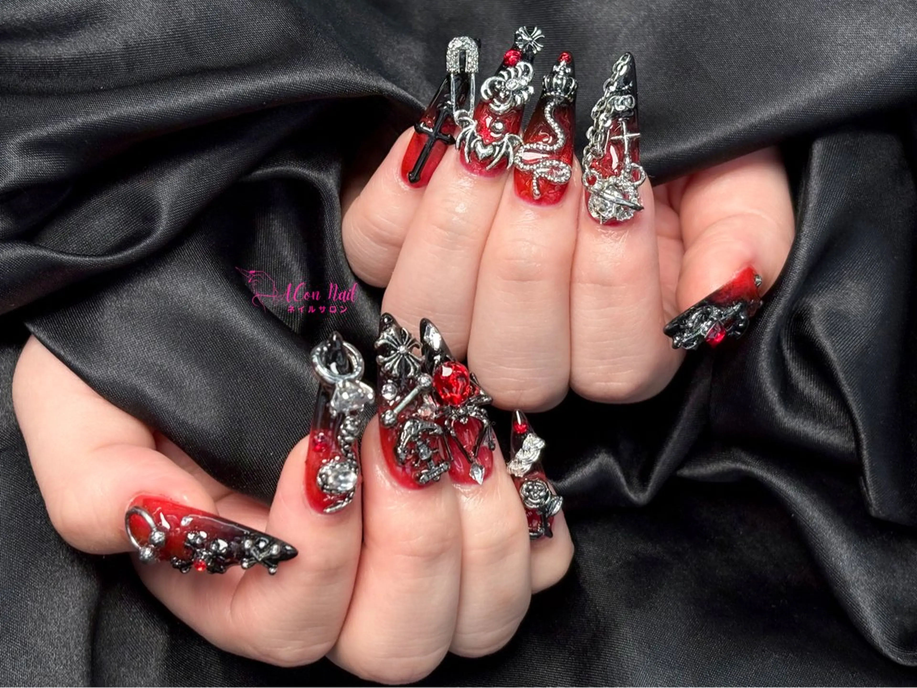 ネイル 桜ネイル 長さ出し フラワーネイル フレンチネイル ジェルネイル ハンドネイル AConNailSalon所属・ACon NailSalonのネイルデザイン