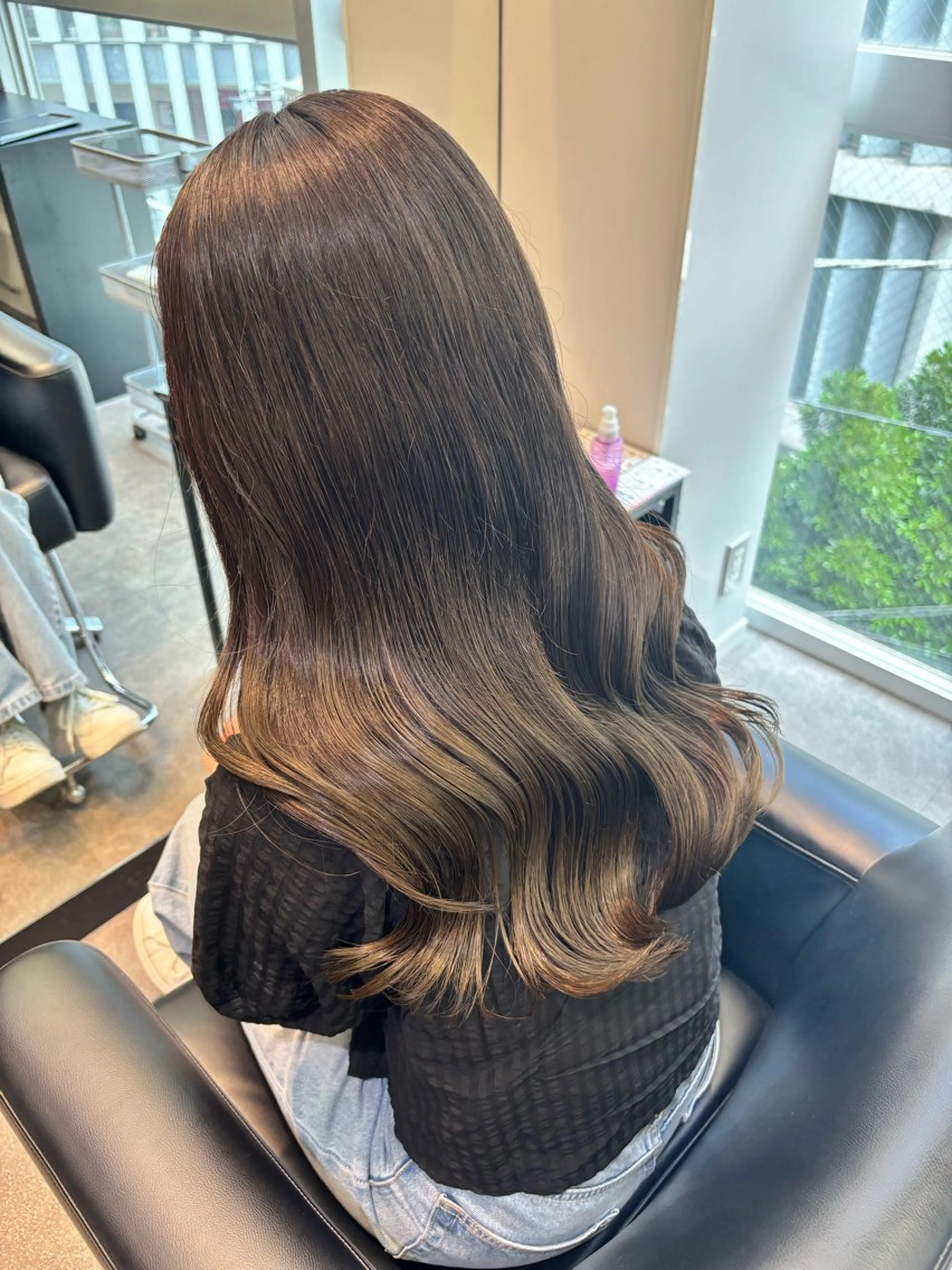 ロング カラー ブリーチ 透明感カラー ダブルカラー ブリーチなしカラー 髪質改善 ヘアカラー ブリーチなし ダブルカラー/ゆなのヘアスタイル