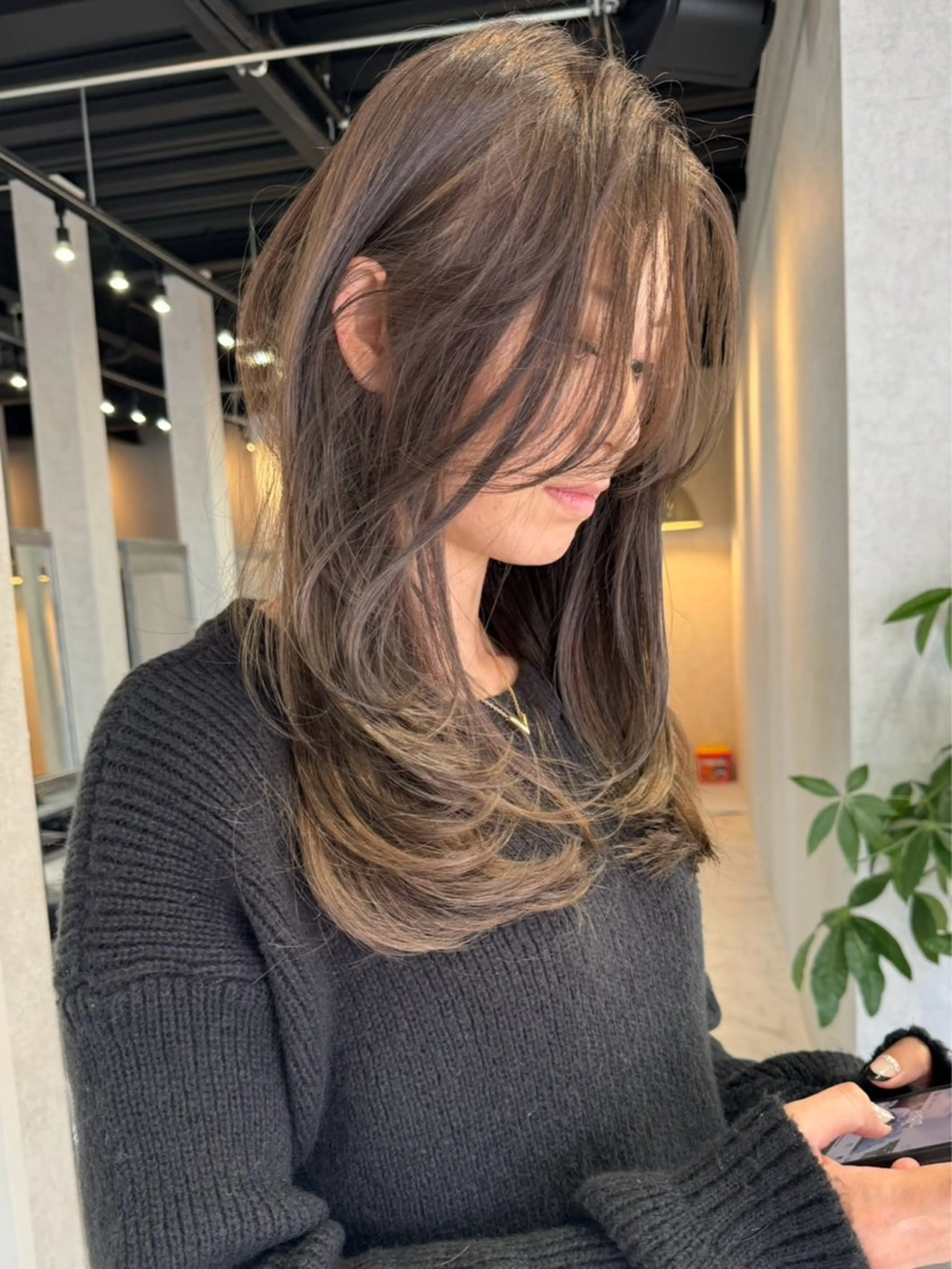 セミロング カラー ヘアアレンジ ショートボブ バレイヤージュ ブリーチ ケアブリーチ デザインカラー アンドウ ユウ/ レイヤーカット/韓国のヘアスタイル