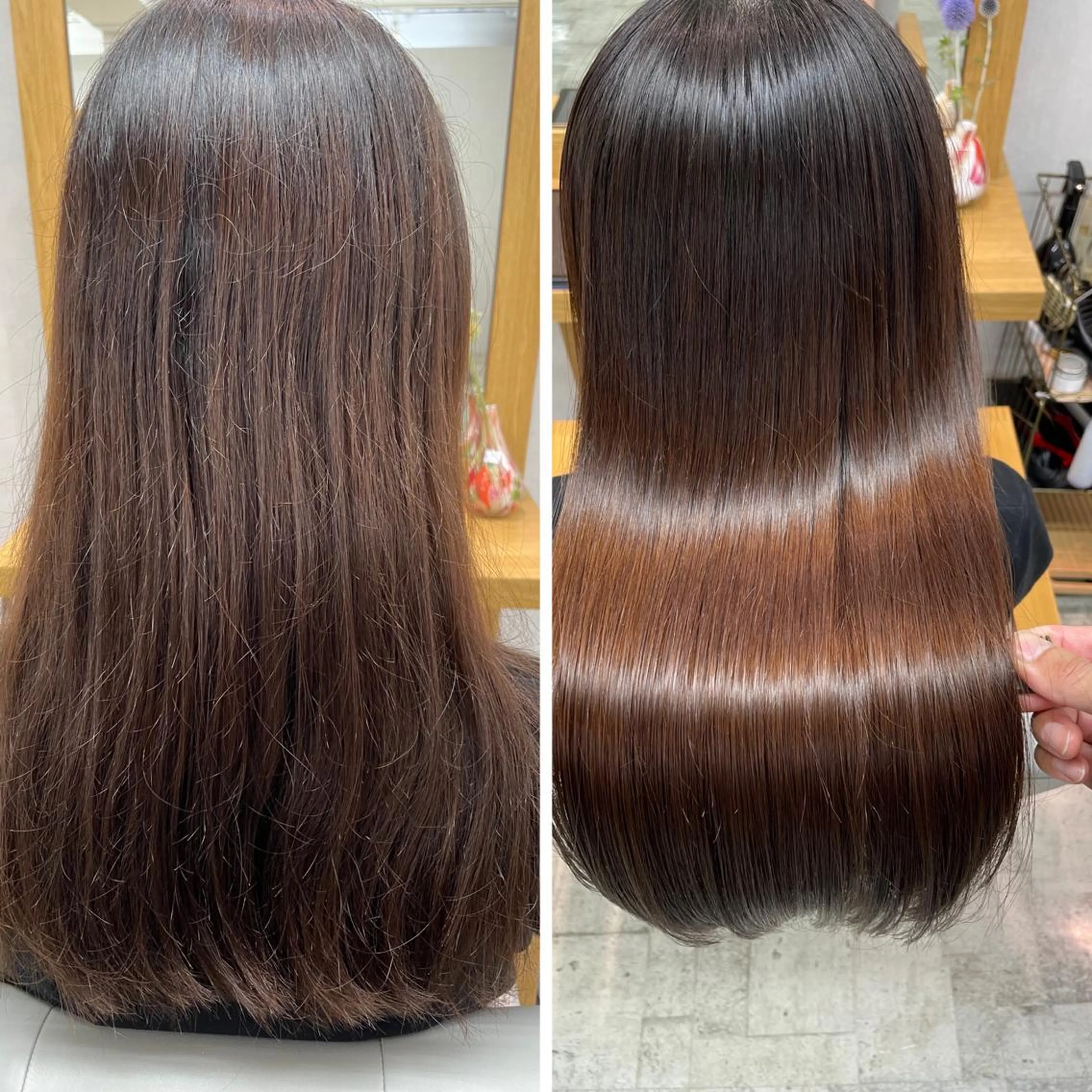 セミロング カラー パーマ 縮毛矯正 トリートメント youres hair はなれ店所属・髪質改善🌸縮毛矯正 専門家💖後藤のヘアスタイル