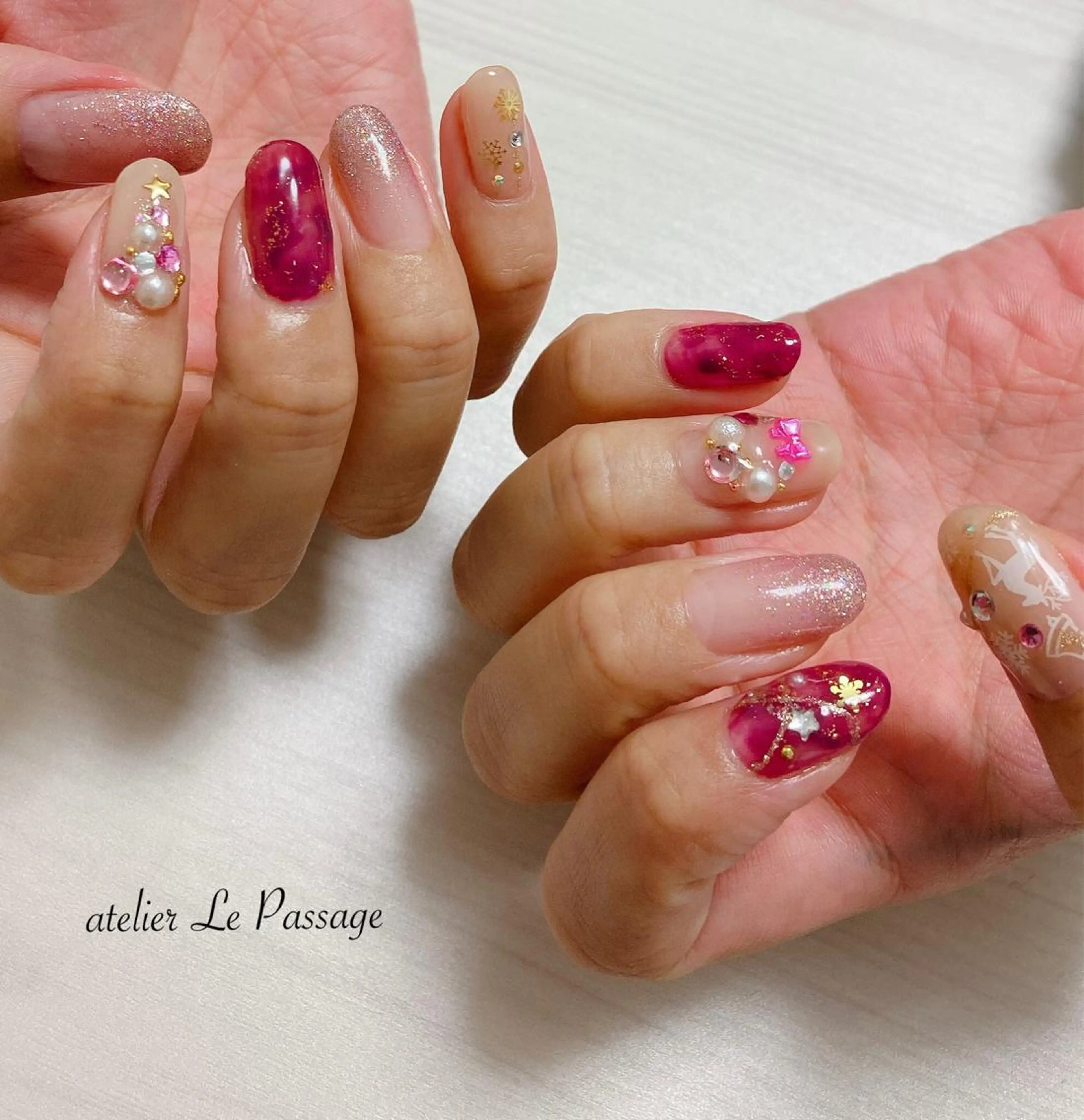 ネイル ジェルネイル キラキラネイル ニュアンスネイル パラジェル ピンク Atelier Le Passage所属・h nakatsukaのネイルデザイン