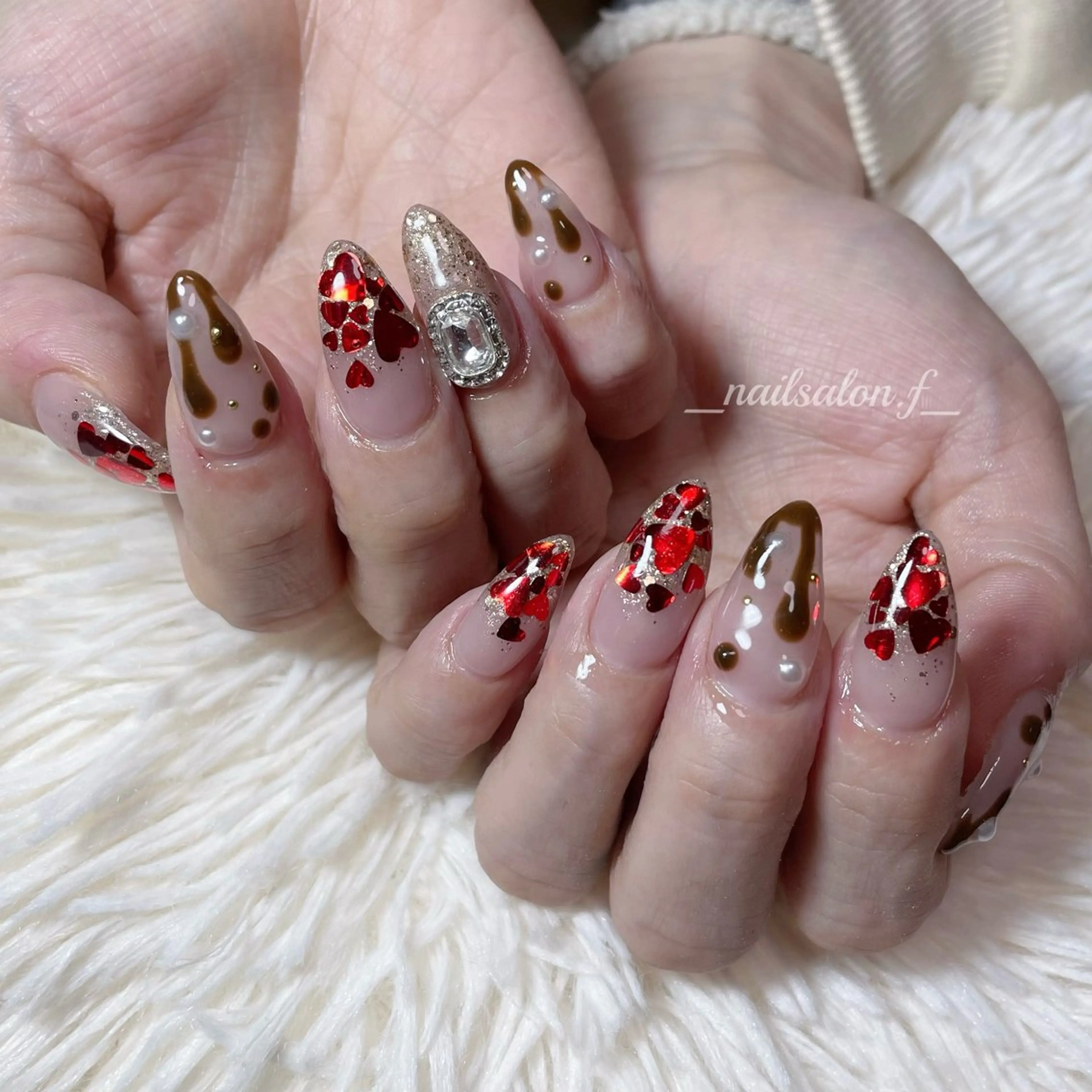 ネイル バレンタイン ハンドネイル Nailsalon Fのネイルデザイン