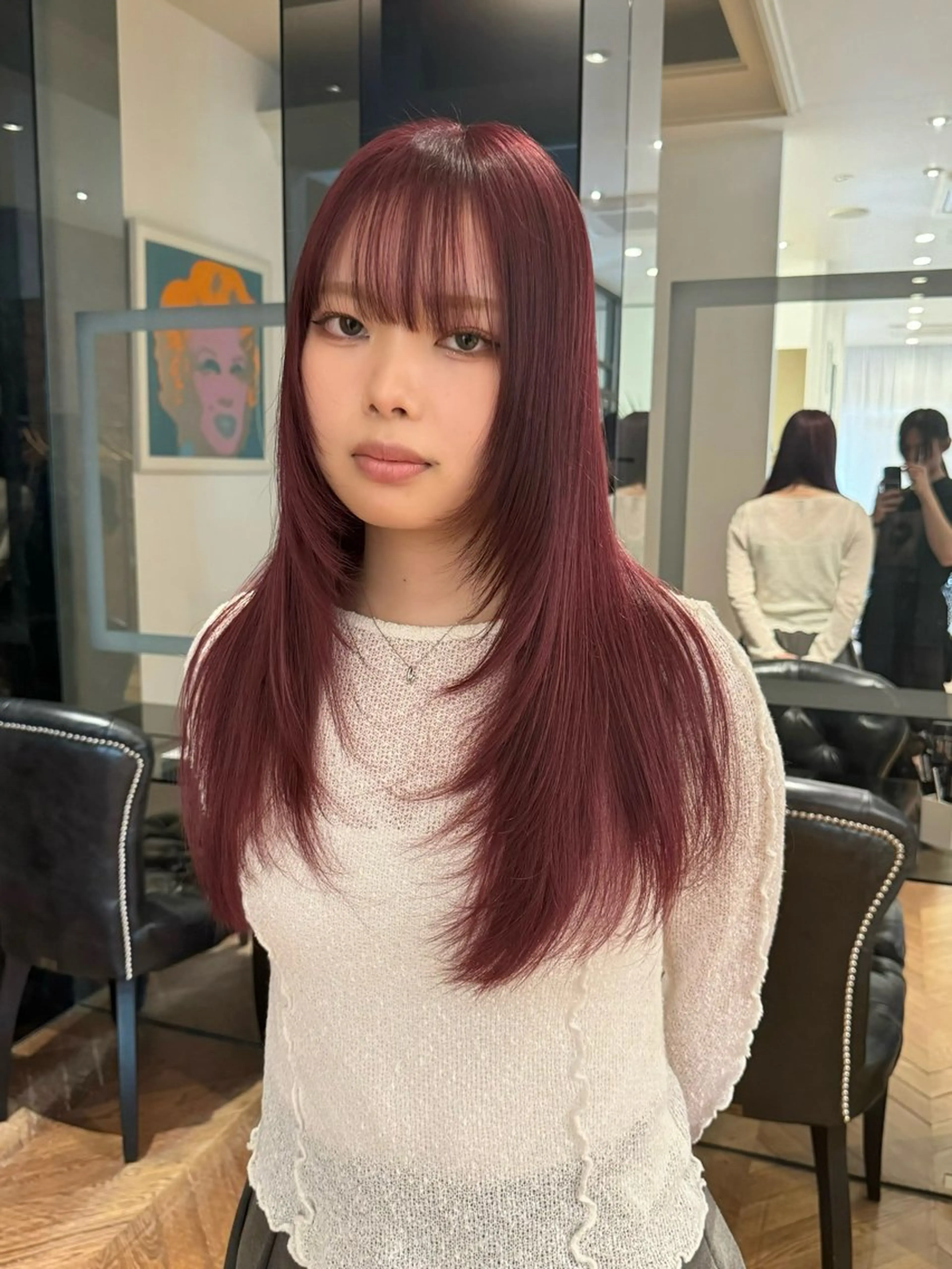 ロング カラー レッドカラー 顔周りカット レイヤーカット GO TODAY 福岡大名Bellus店所属・🫧ショートウルフ ボブウルフ🫧 糸瀬のヘアスタイル