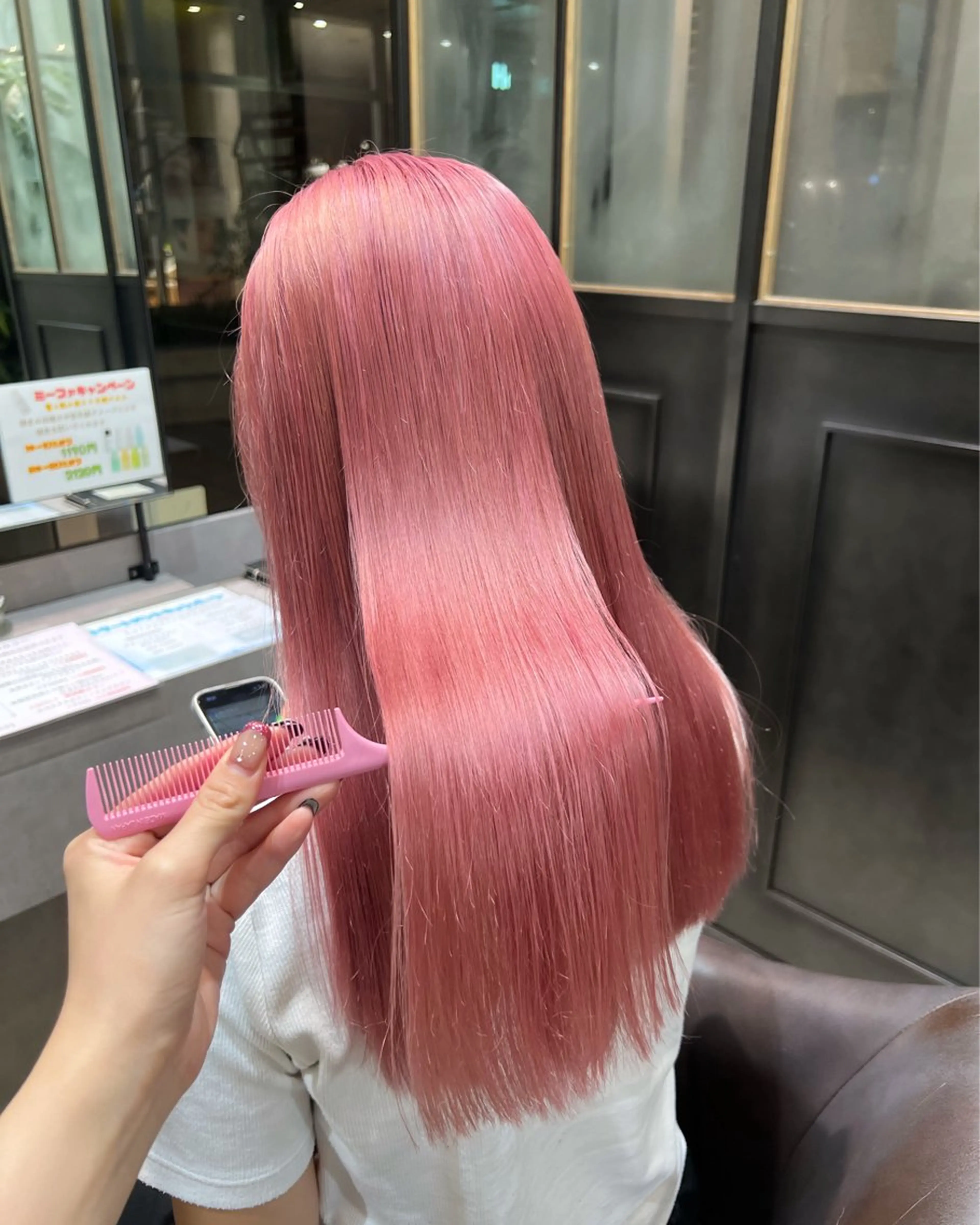 セミロング カラー ダブルカラー ピンクカラー ヘアカラー 🫧Ai/ ロロネー森ノ宮💖のヘアスタイル
