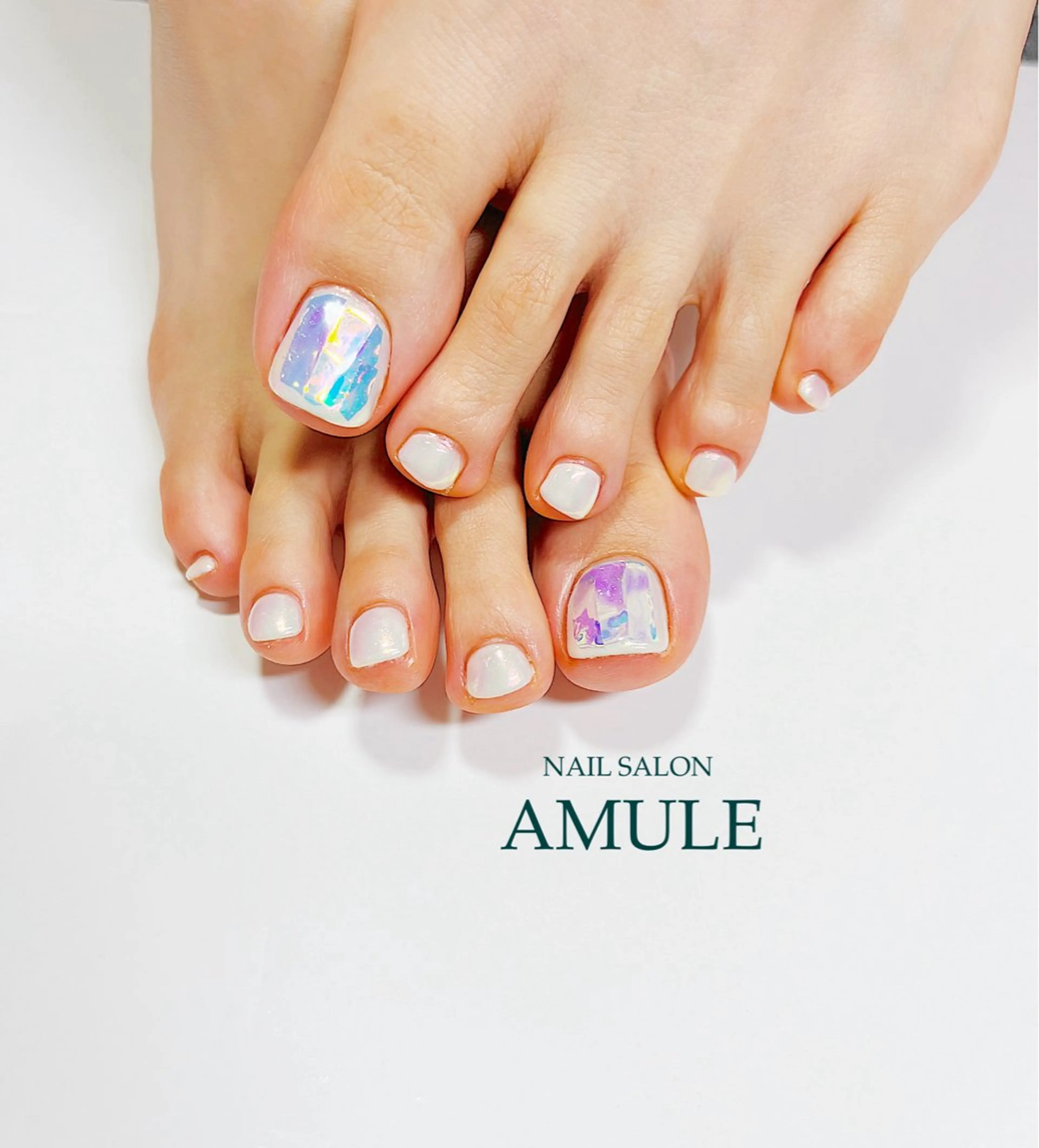 ネイル アートネイル オーロラネイル フットネイル ジェルネイル ミラーネイル フットネイル NAILSALON AMULEのネイルデザイン