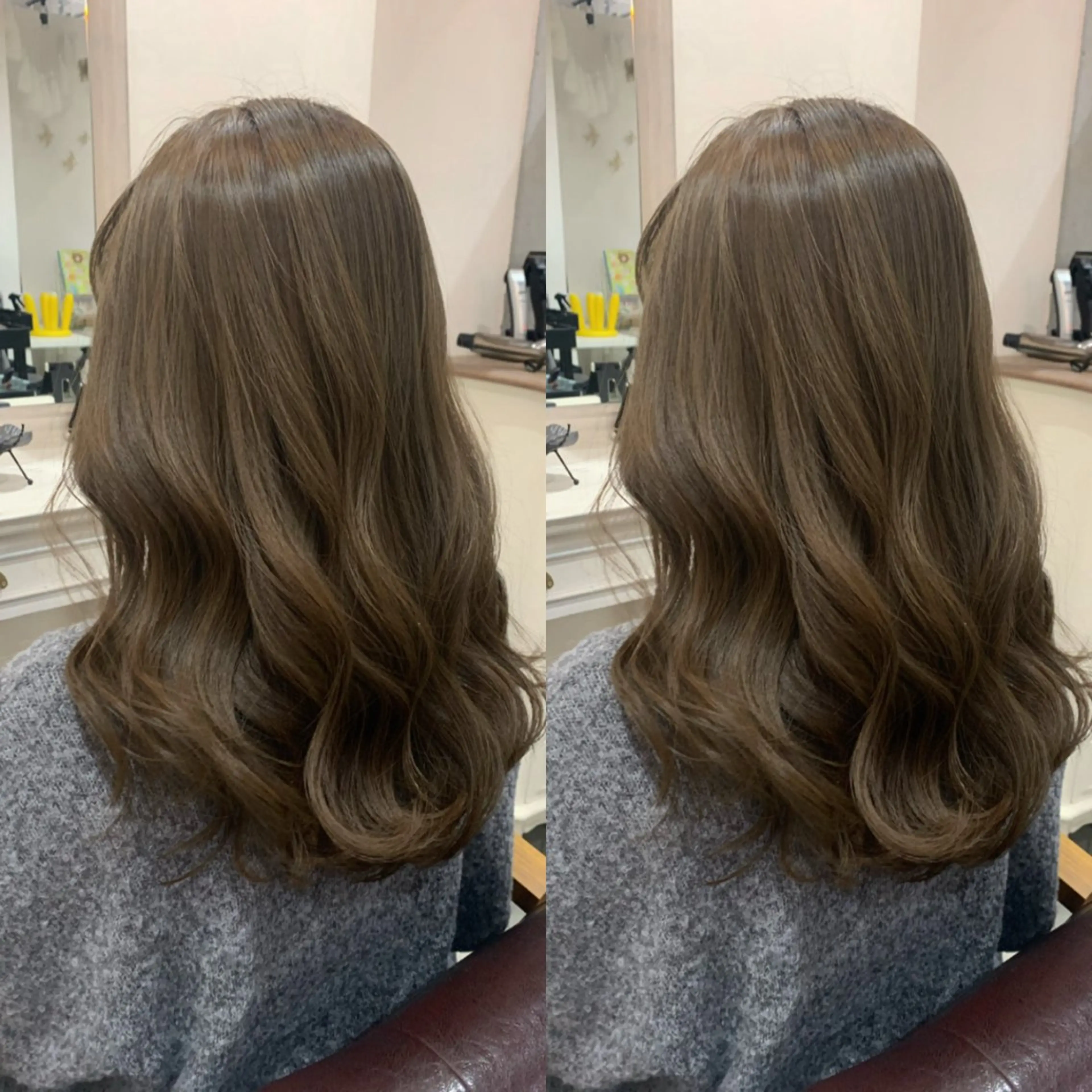 セミロング カラー ヘアアレンジ カット ヘアカラー トリートメント kei/透明感カラー /ベージュ/髪質改善のヘアスタイル
