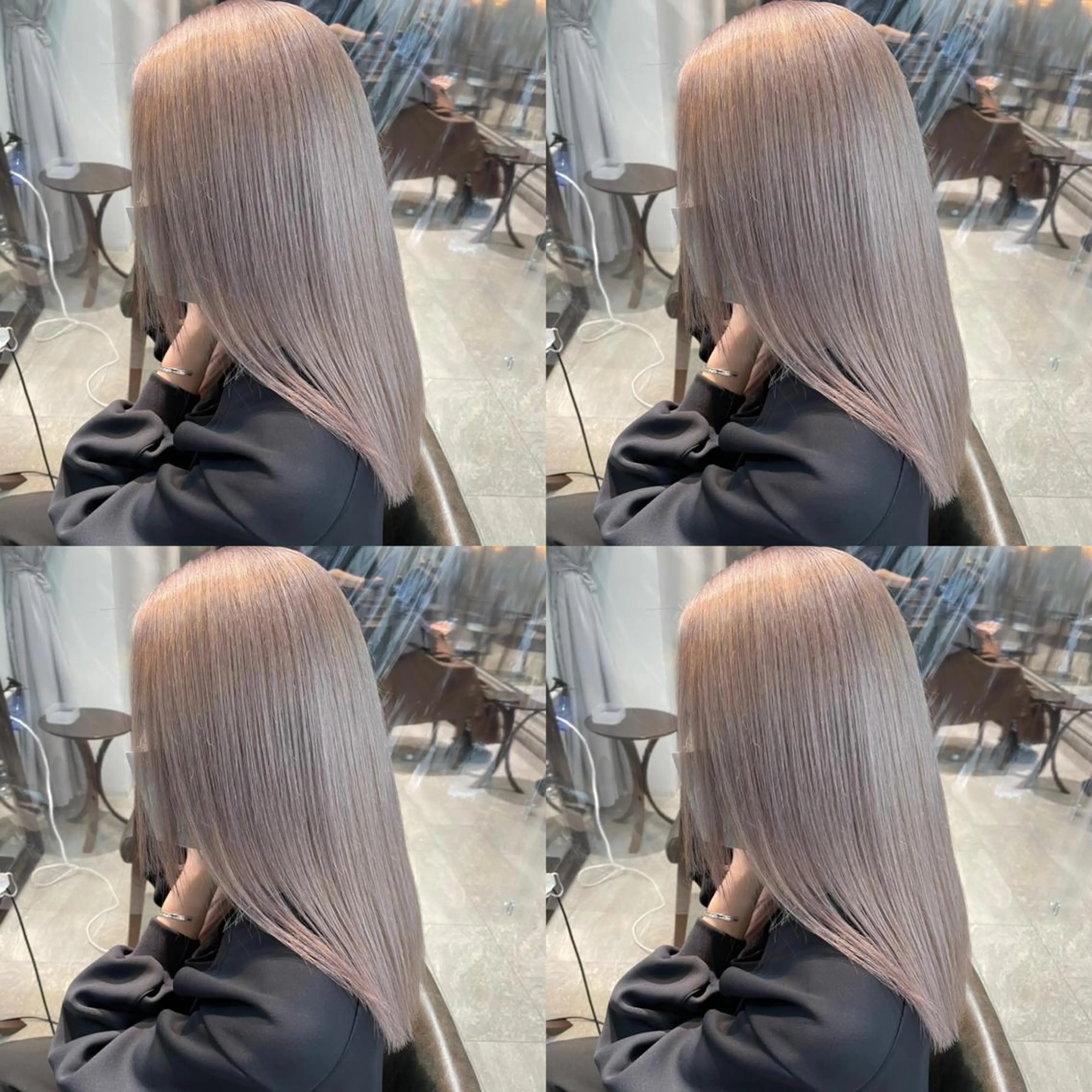 ミディアム カラー グレージュ カット ヘアカラー トリートメント ヘアセット 💜ハイトーン💛 マジカルかいちゃんのヘアスタイル