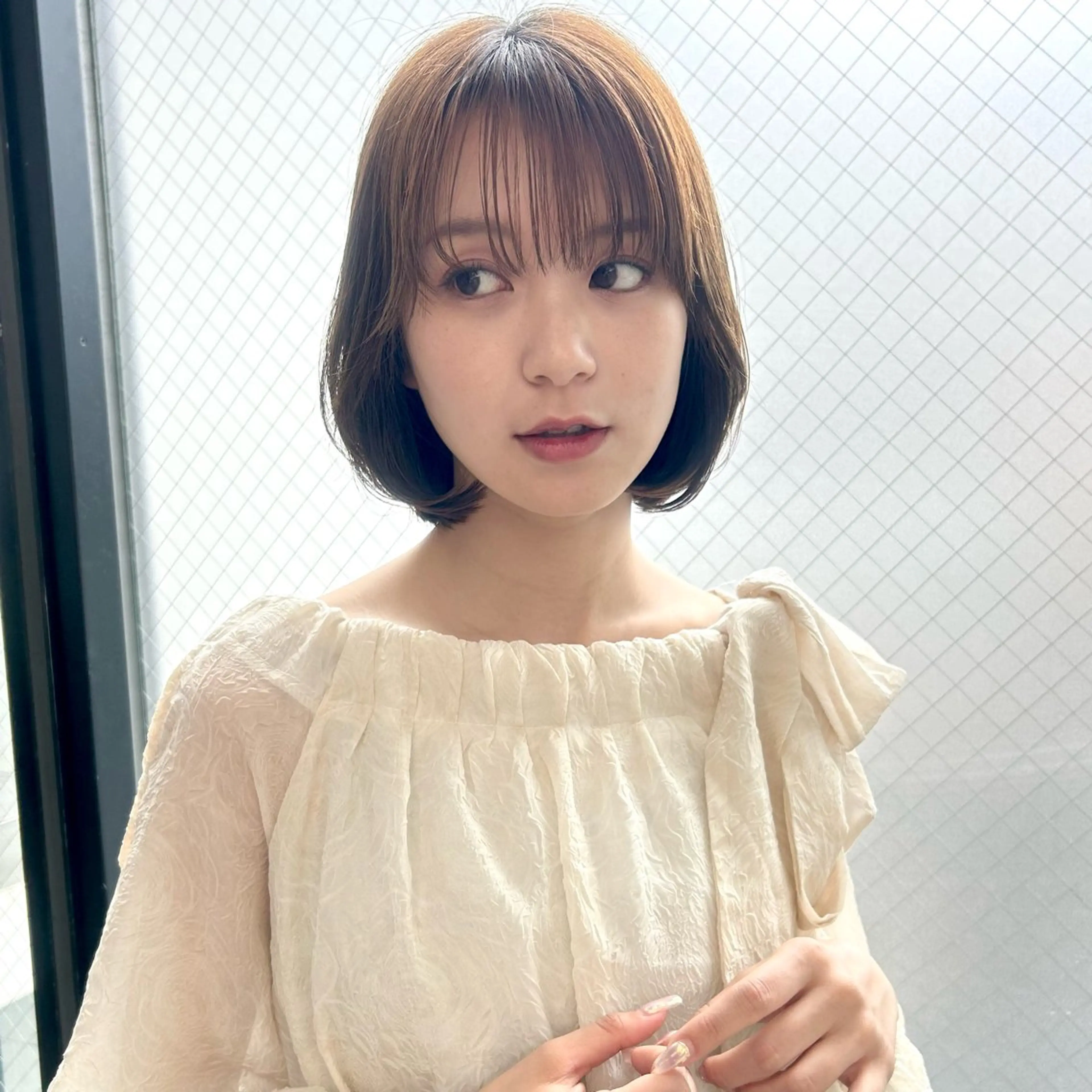 ミディアム カラー 透明感カラー タンバルモリ カット ヘアカラー トリートメント ボブ/くびれボブ/ 髪質改善/Ru-kaのヘアスタイル