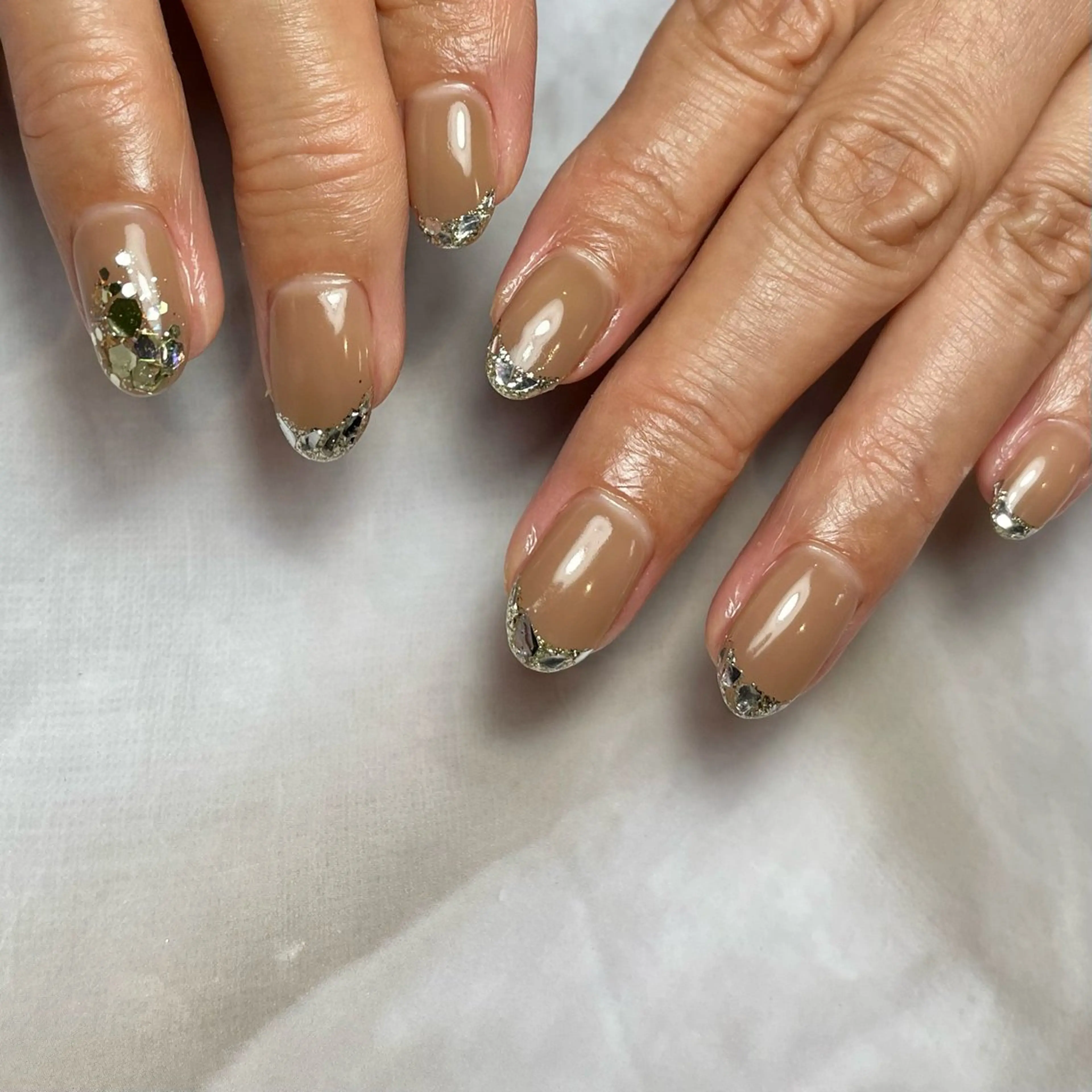 ネイル フレンチネイル ガラスフレンチ ハンドネイル Reflection marikoのネイルデザイン