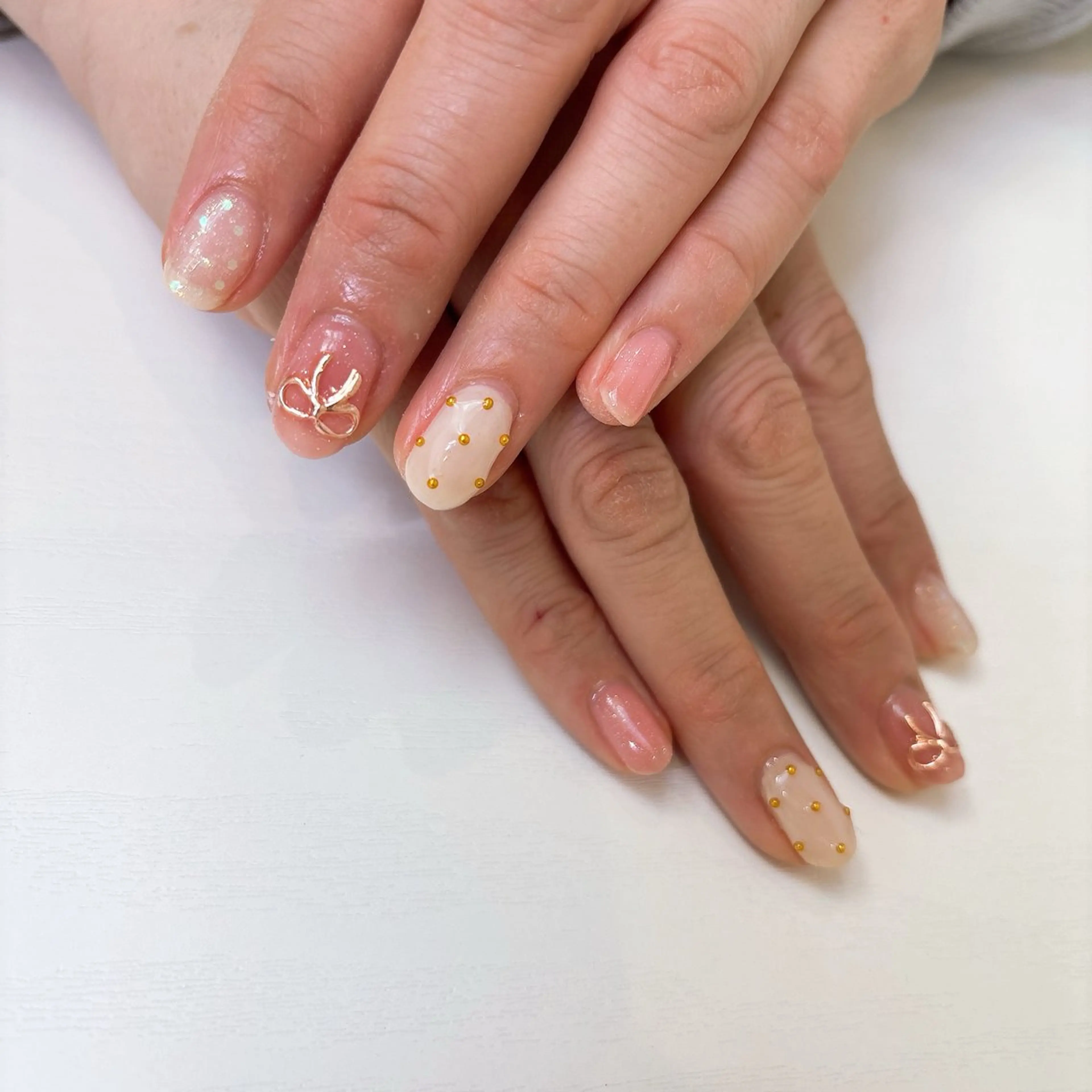 ネイル ワンカラーネイル ピンク リボン MARUYAMA MIKIのネイルデザイン