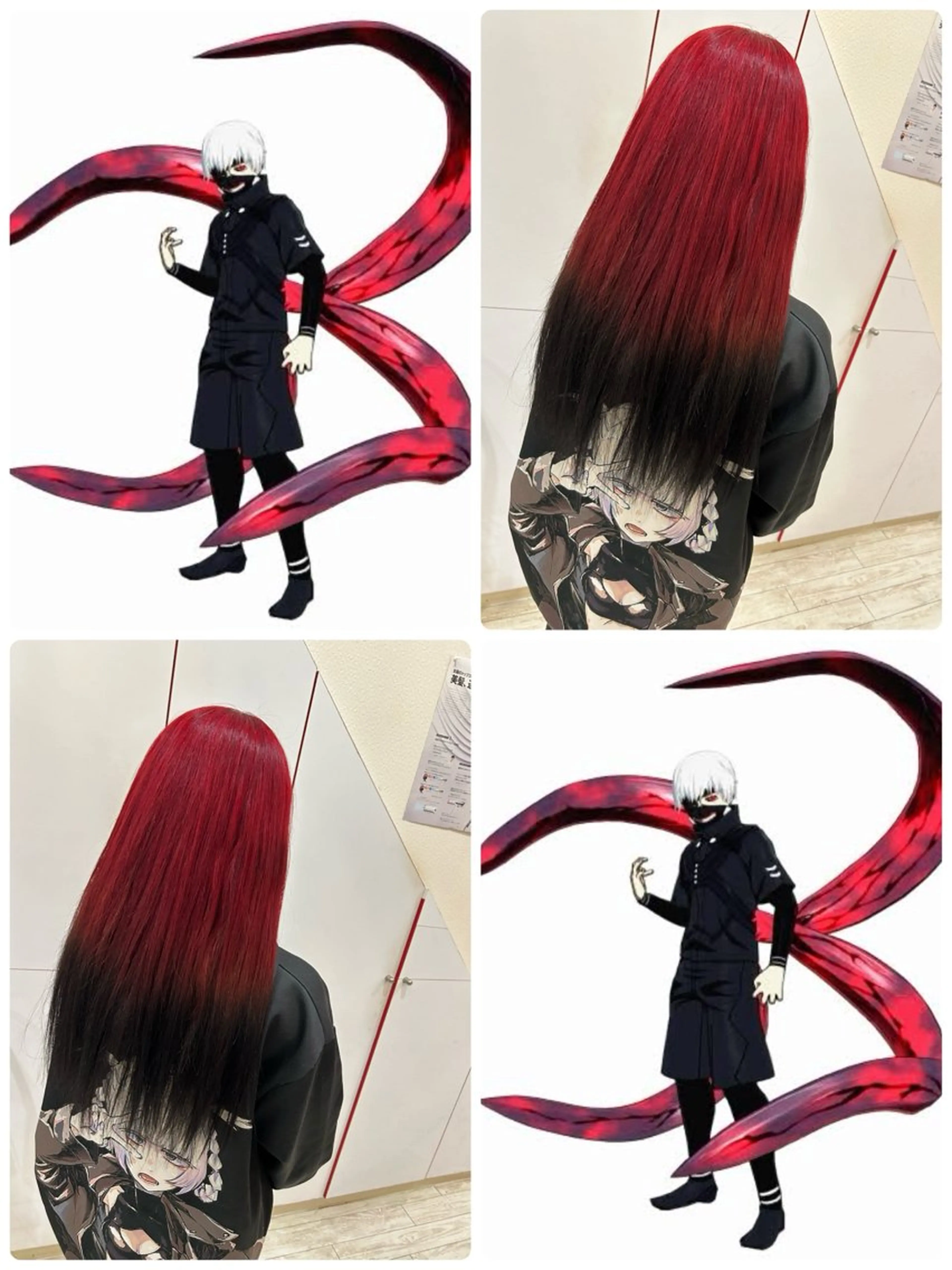 ロング カラー ヘアアレンジ レッドカラー 今村公介 ブリーチ特化、派手髪のヘアスタイル