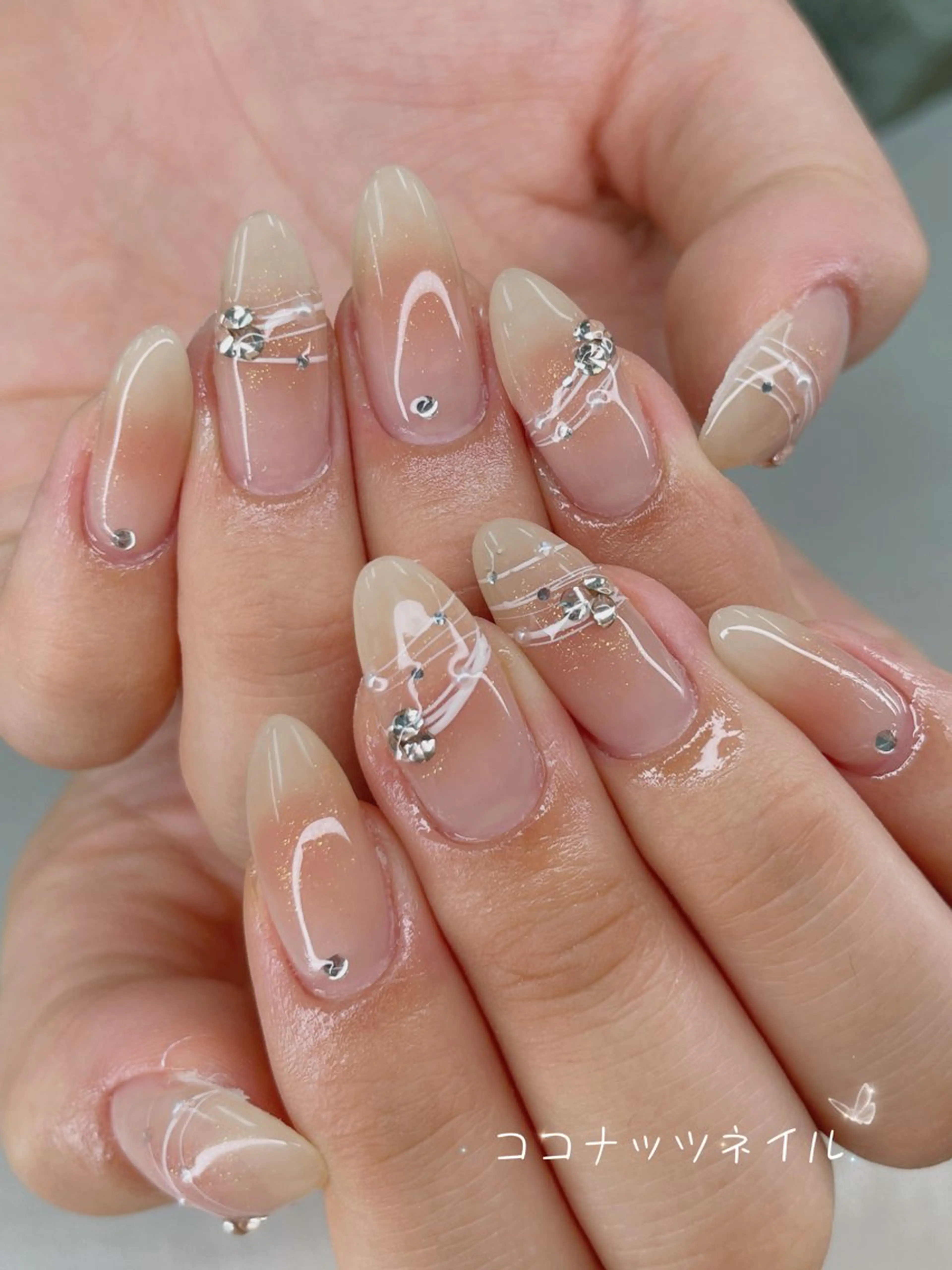 ネイル べっ甲ネイル フレンチネイル キラキラネイル マグネットネイル 大理石ネイル(マーブル) 神田 ココナッツのネイルデザイン