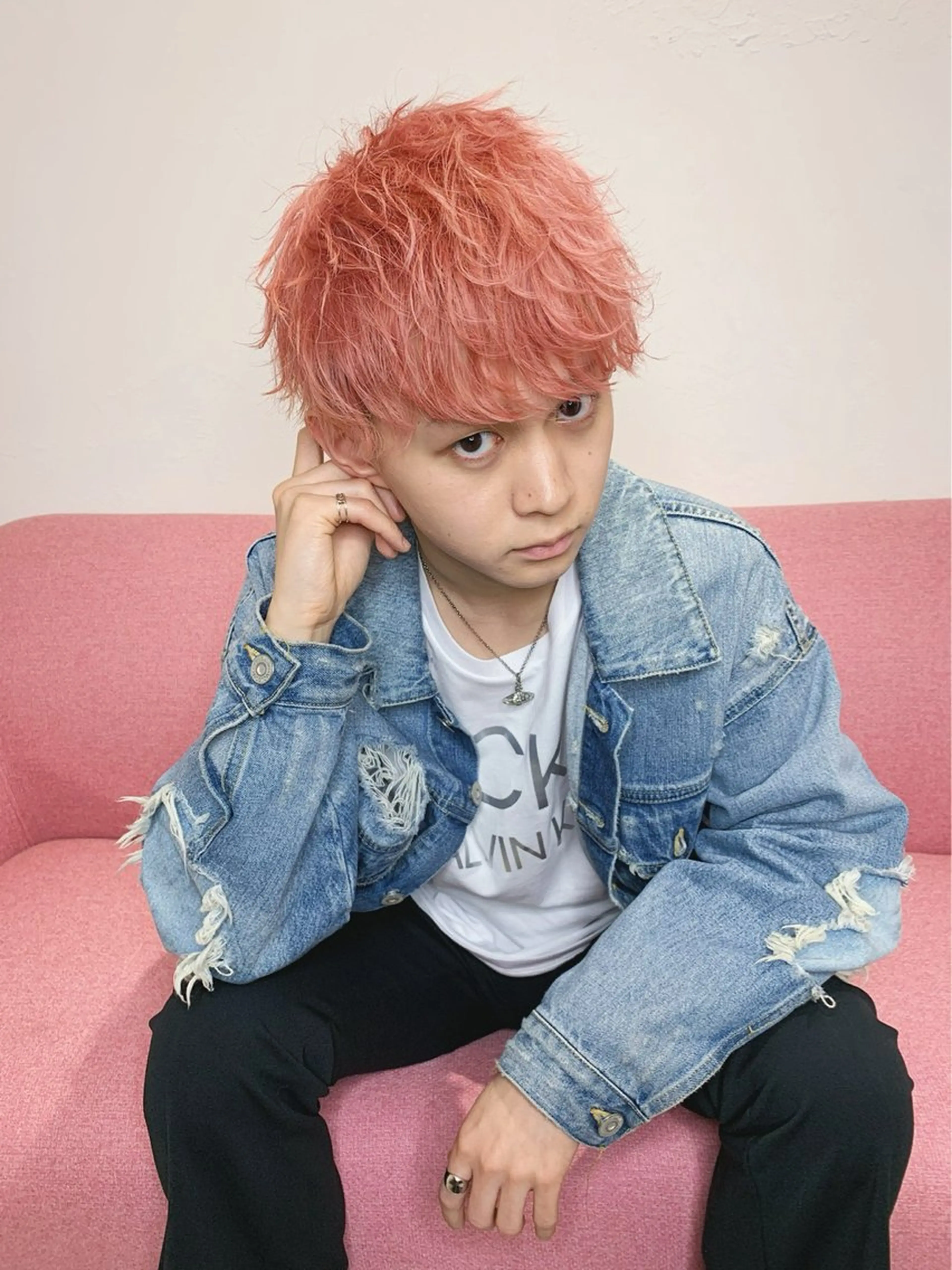 ショート カラー メンズ マッシュ ピンクカラー レイヤーカット カット ヘアカラー トリートメント LAME 【レイム】のヘアスタイル