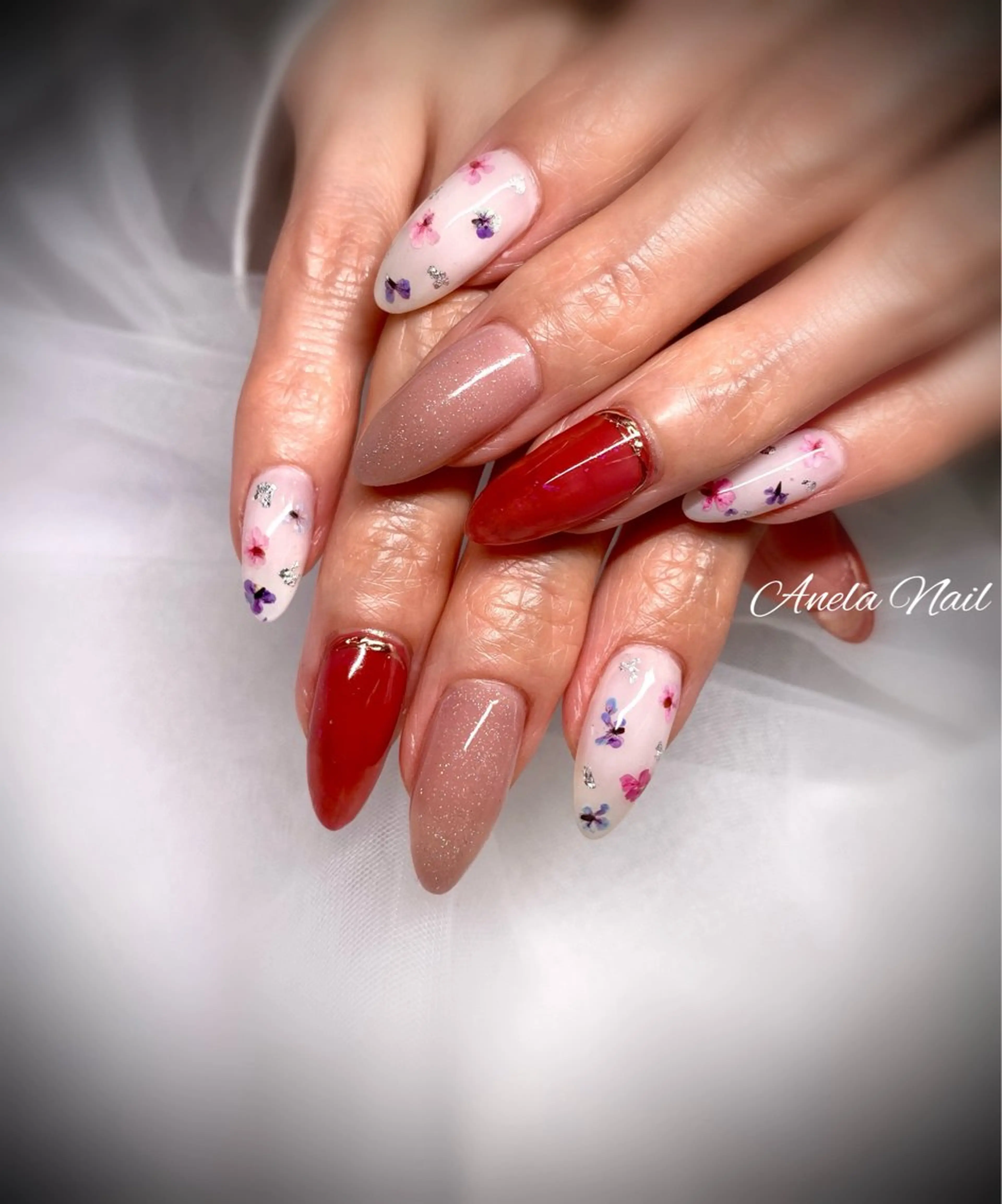 ネイル フラワーネイル 春ネイル Anela Nailのネイルデザイン