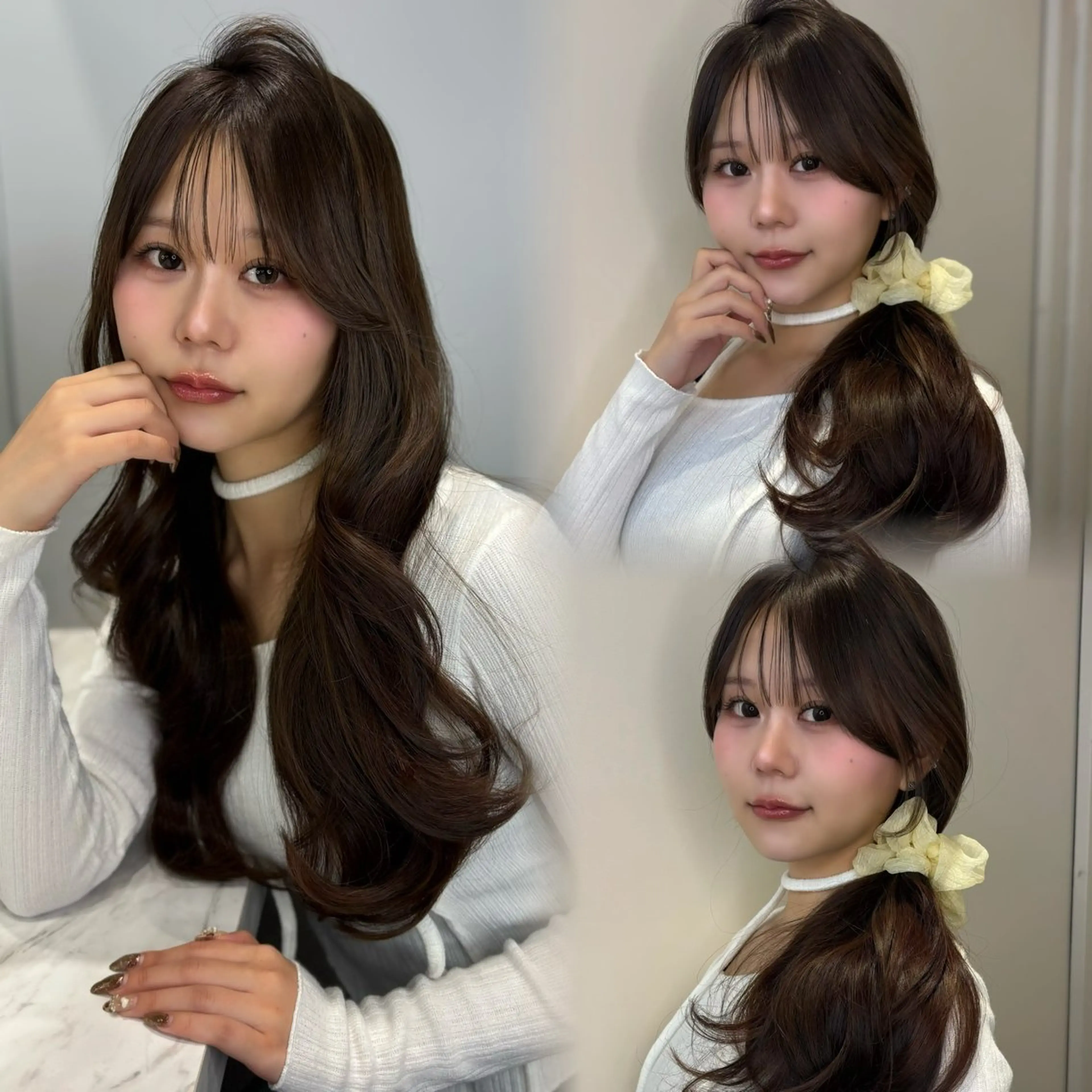 ロング カラー 似合わせカット 小顔カット カット ヘアカラー トリートメント 暗髪／艶髪／渋谷/ モモカ🎀のヘアスタイル