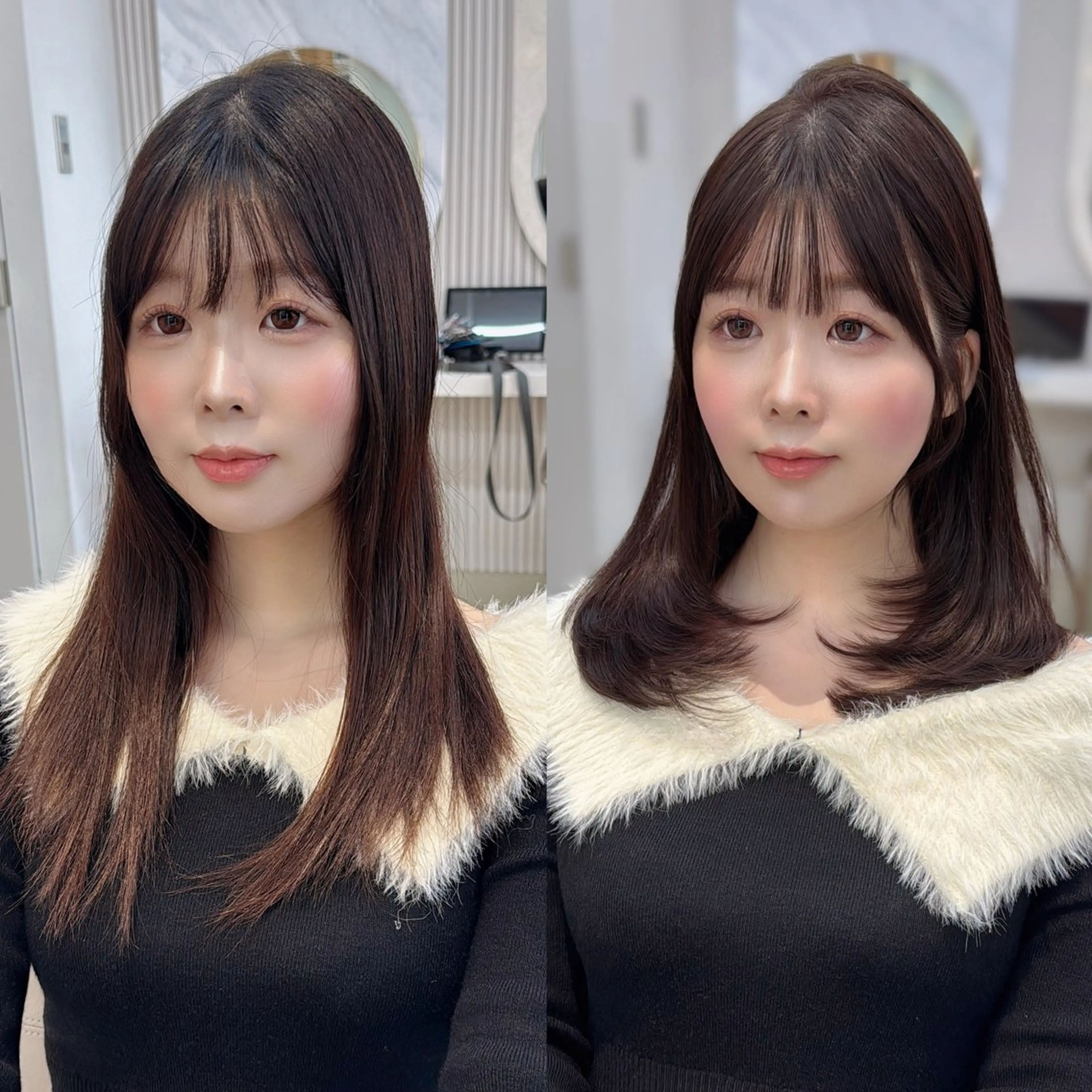 ミディアム レイヤーカット/ 顔まわり/アオイのヘアスタイル