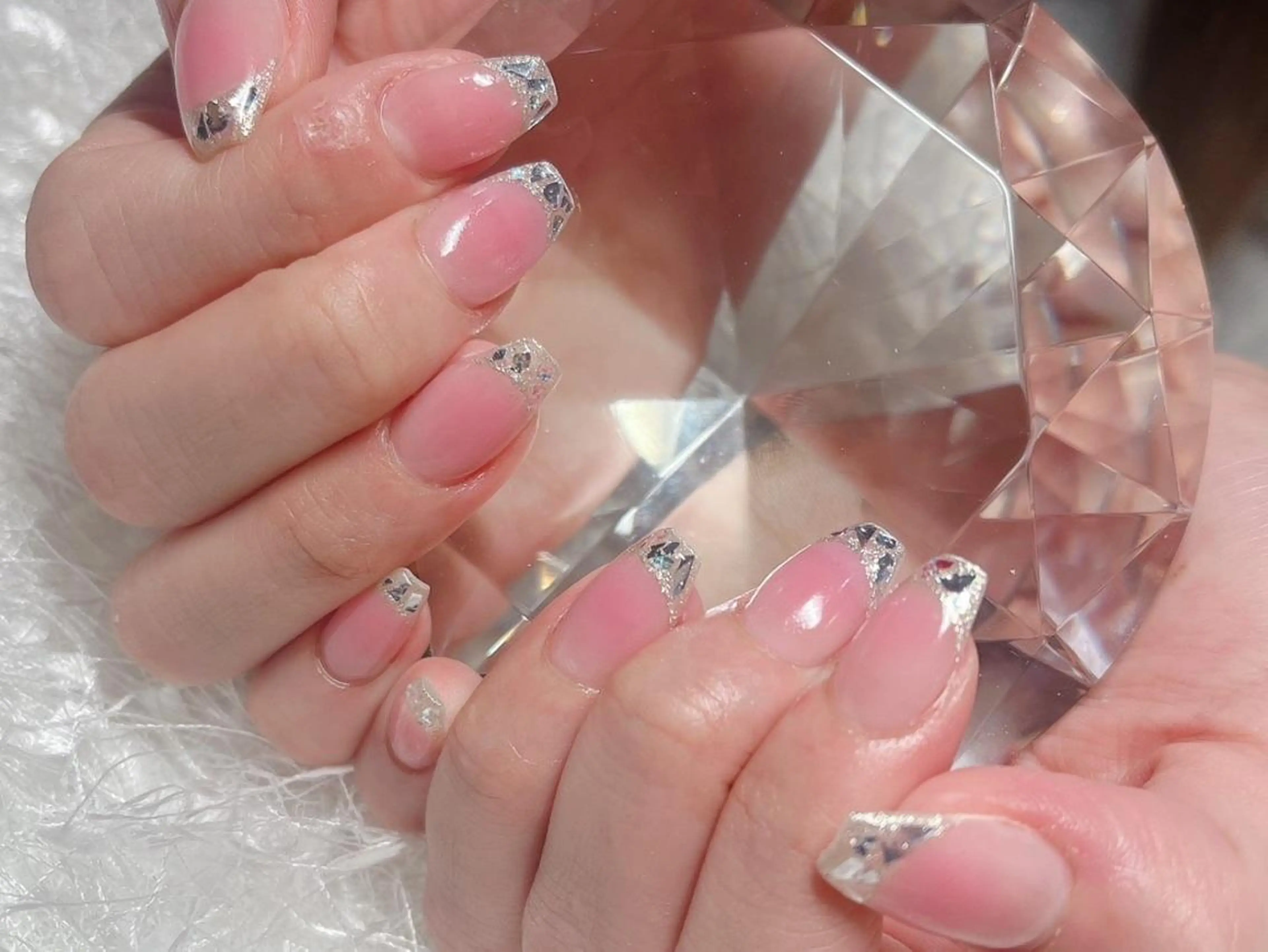 ネイル チークネイル 長さ出し フレンチネイル ジェルネイル ガラスフレンチ ハンドネイル Nail&eye Belire 新宿のネイルデザイン