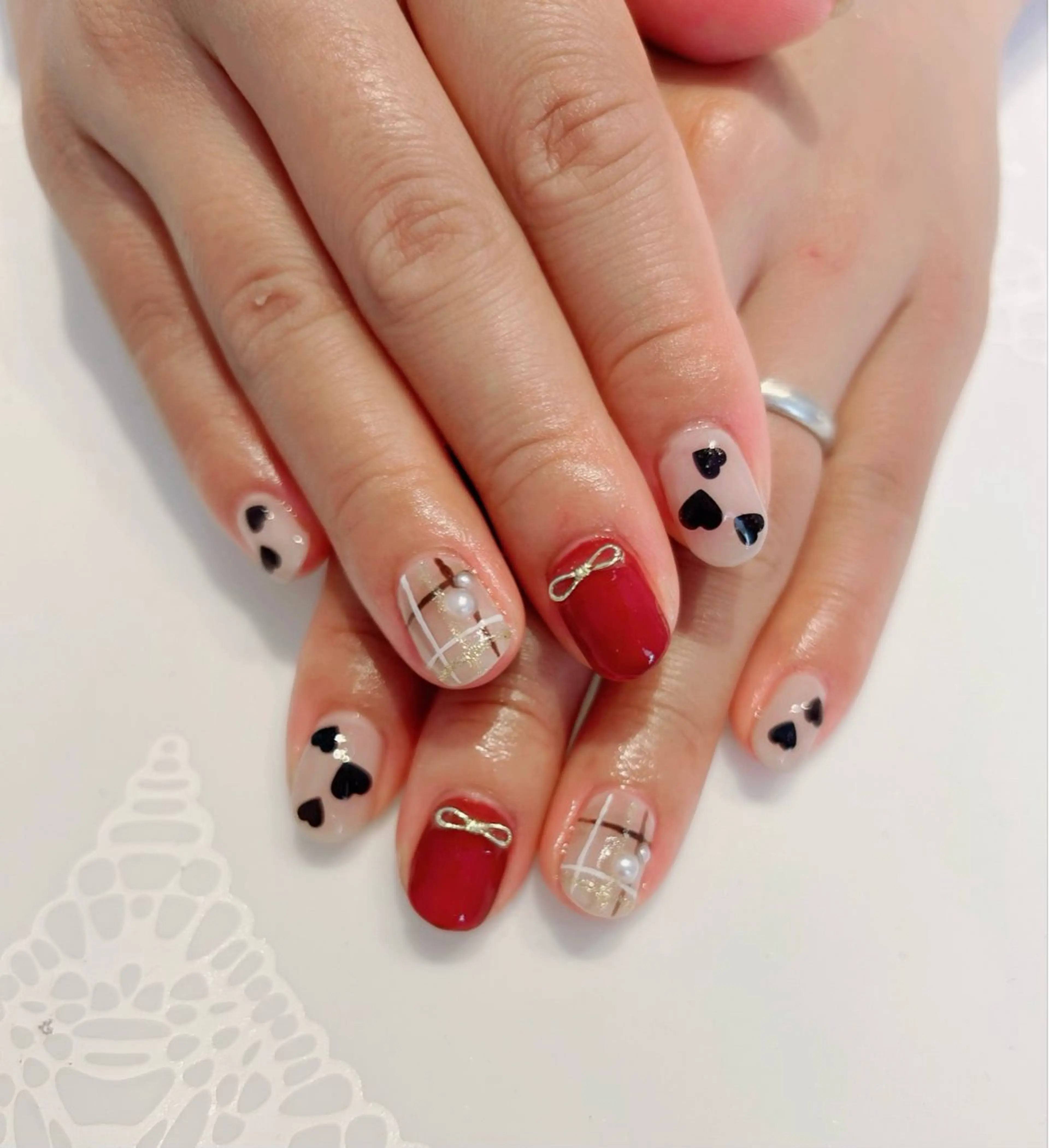 ネイル ボルドー 持ち込み ハンドネイル nail salon pearのネイルデザイン