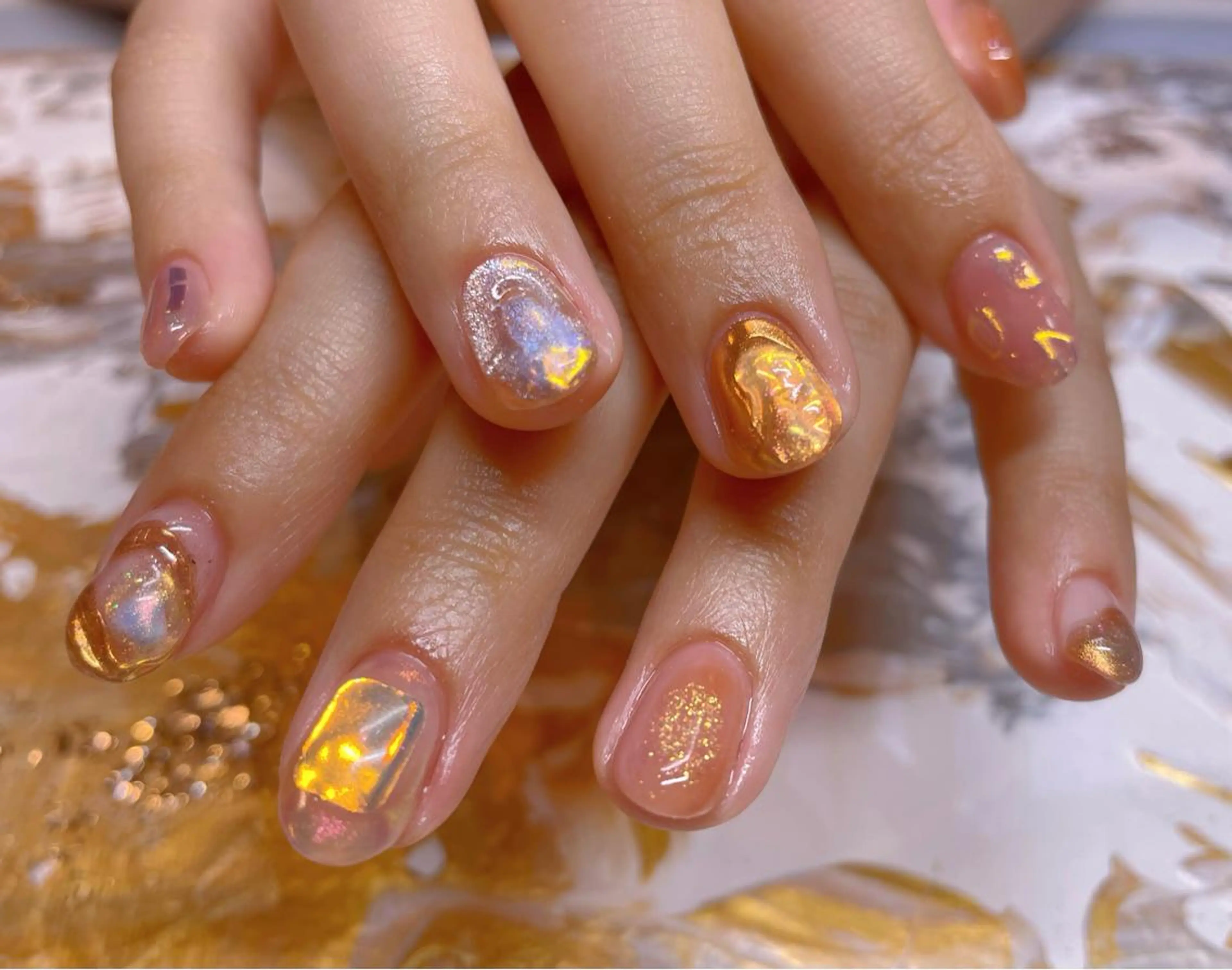 ネイル 氷ネイル・うるうるネイル ニュアンスネイル ハンドネイル ネイリスト ❄️ユキ❄️のネイルデザイン