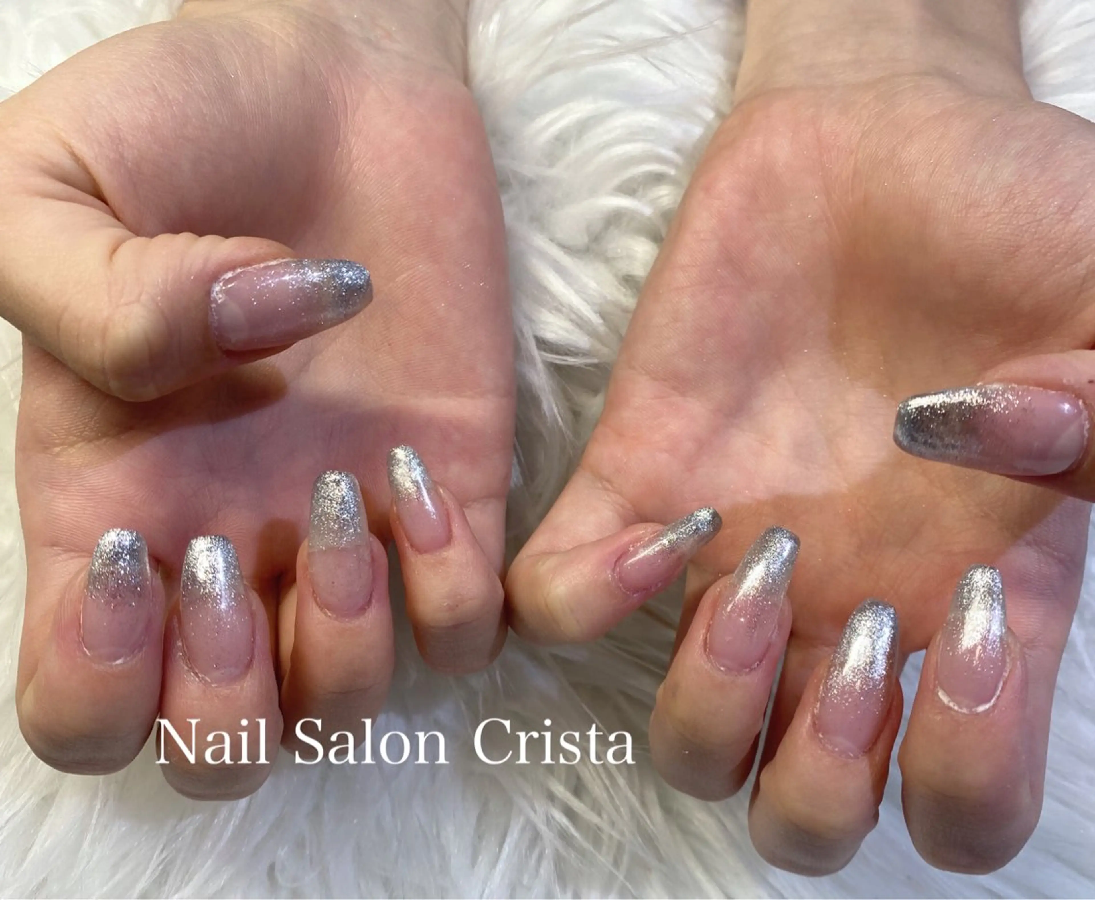 ネイル ジェルネイル ラメ(グリッター) パラジェル シルバー CRISTA所属・CRISTA MOMOのネイルデザイン