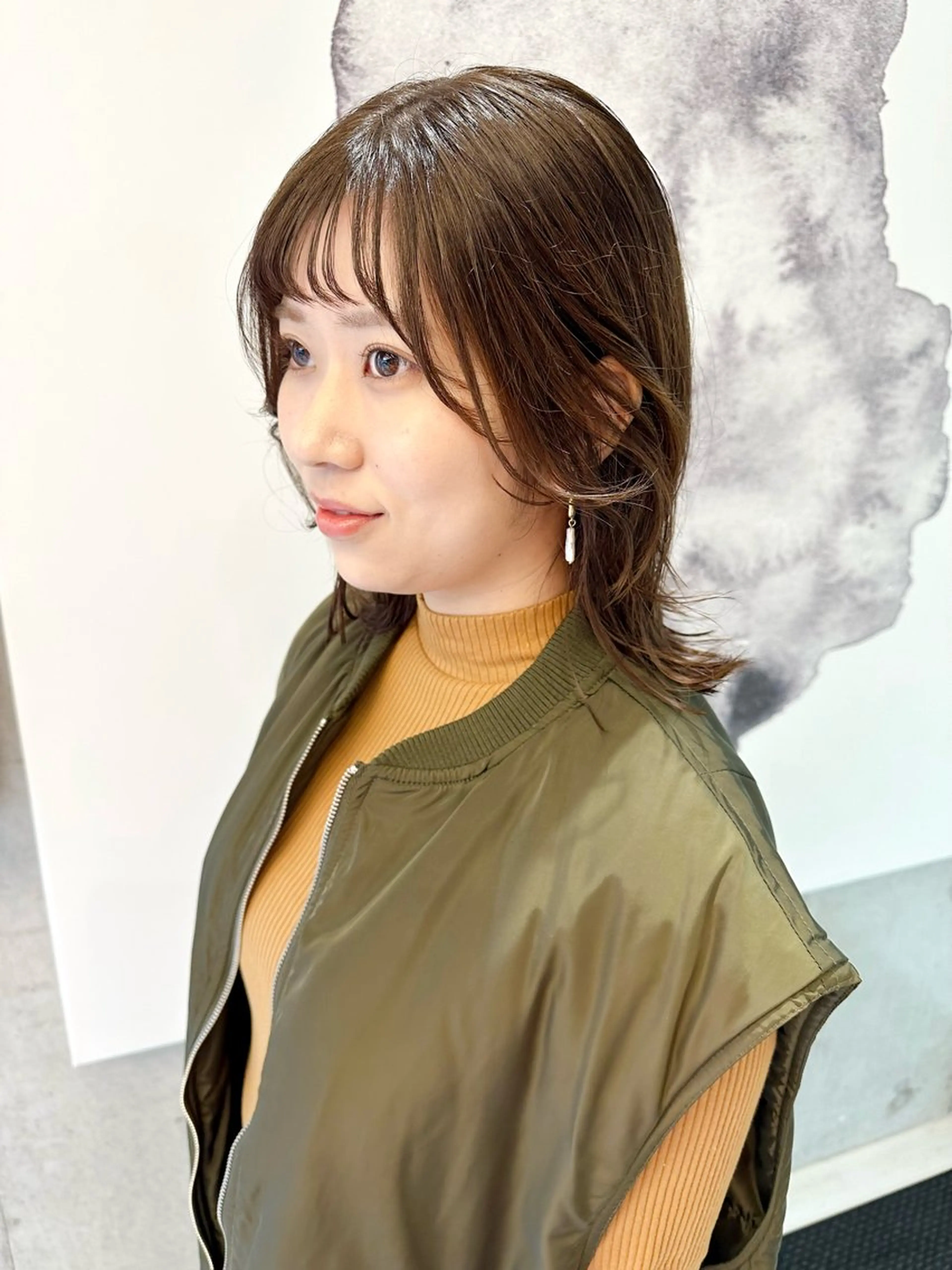 ミディアム カラー レイヤーカット 似合わせカット 園田あずさ/髪質改善 /透明感カラーのヘアスタイル