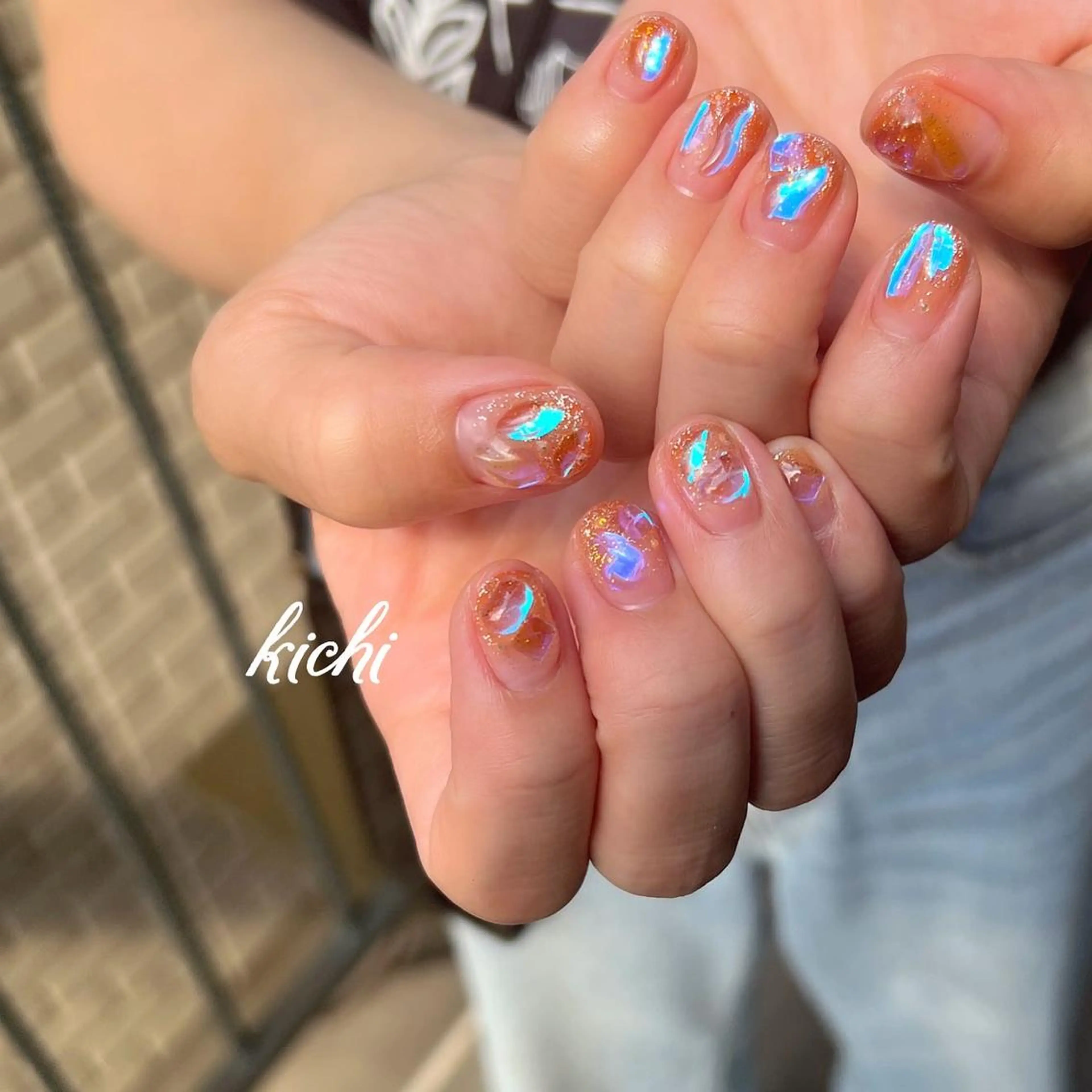 ネイル オーロラネイル ジェルネイル グラデーション 持ち込み ニュアンスネイル kichi･:* みじゅのネイルデザイン