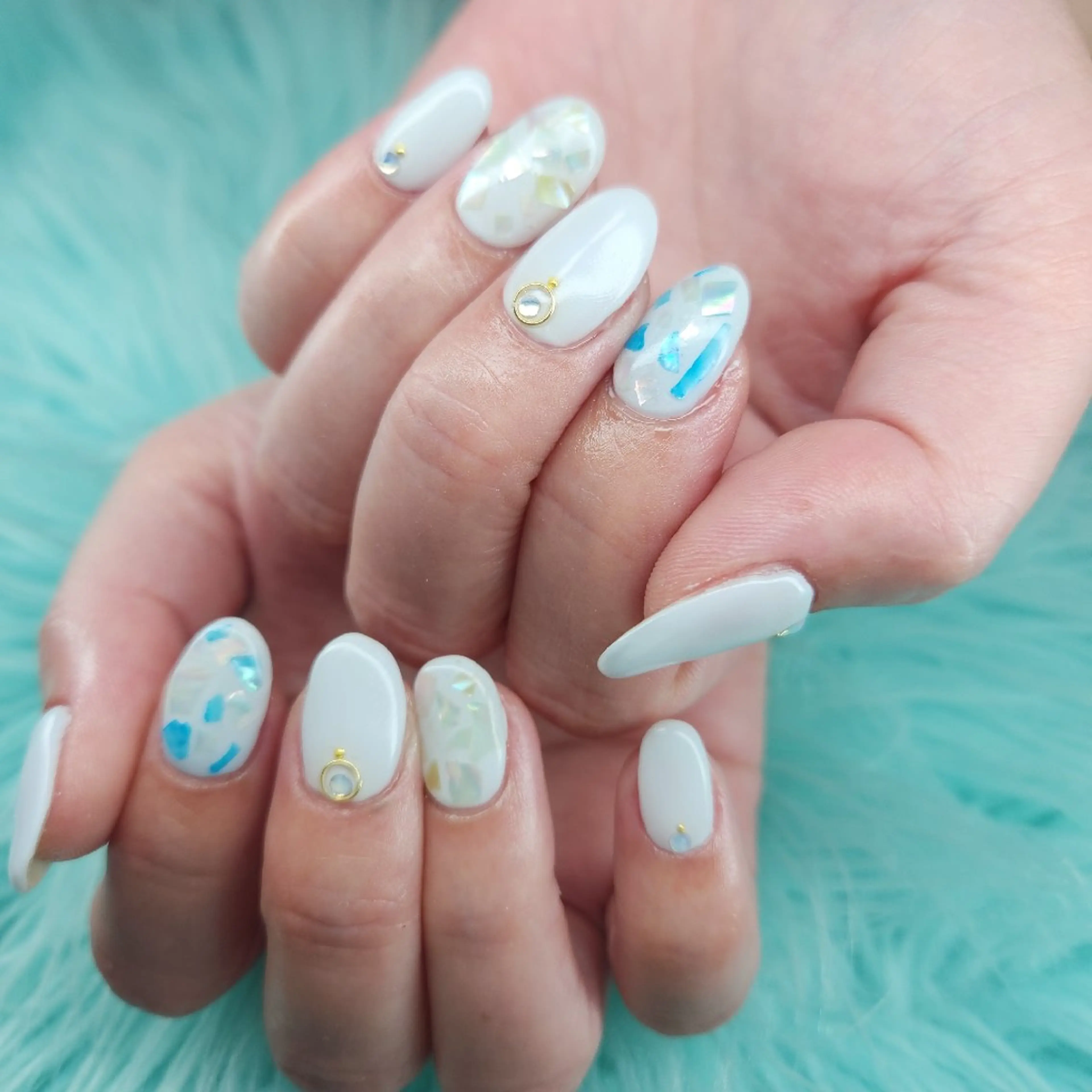 ネイル ブルー ジェルネイル メンズネイル 夏ネイル Thetis nailsのネイルデザイン