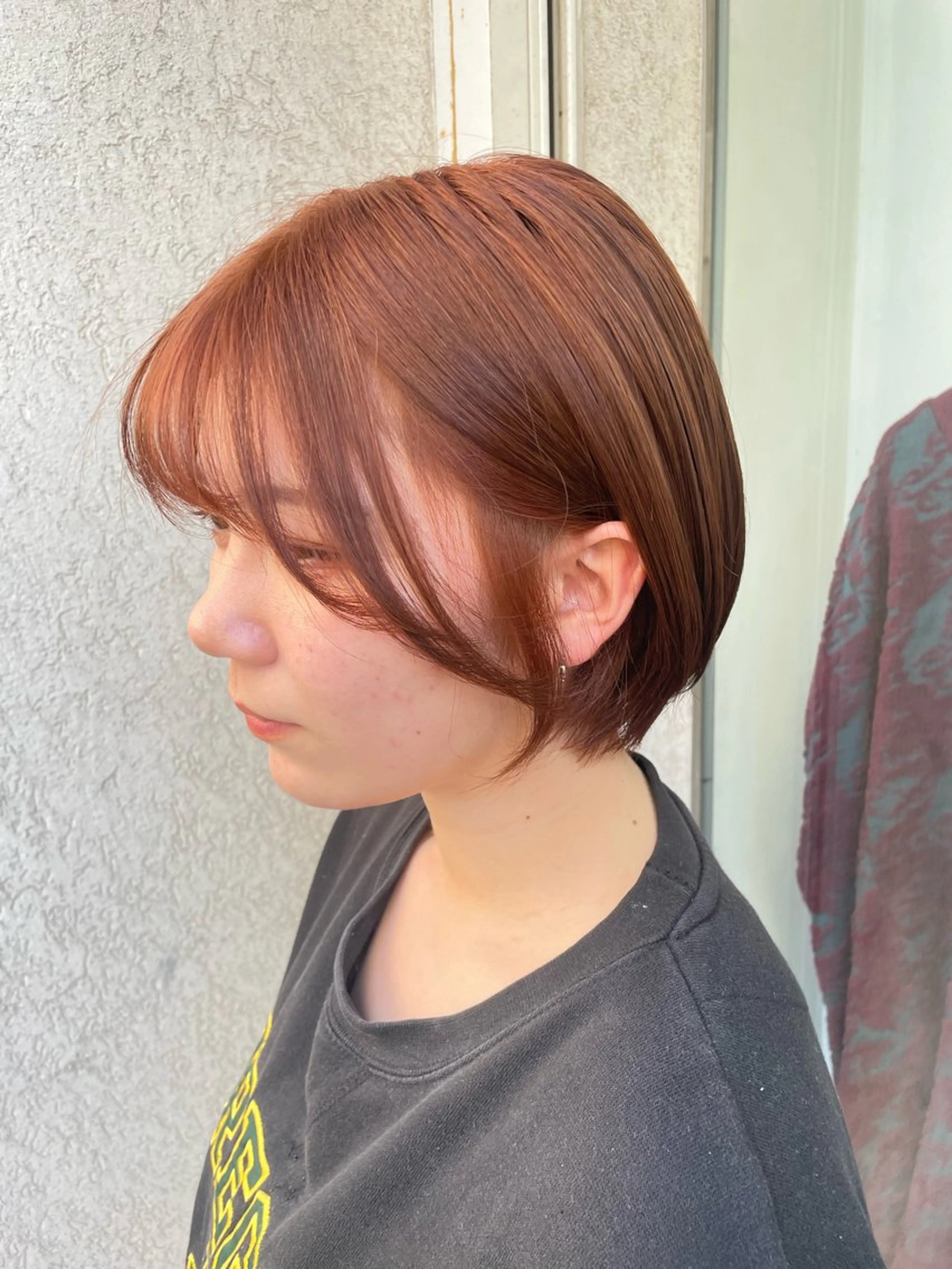 ショート カラー ブリーチ ブラウンカラー ダブルカラー ブリーチなしカラー オレンジ CoCooN 店長 さのえみのヘアスタイル