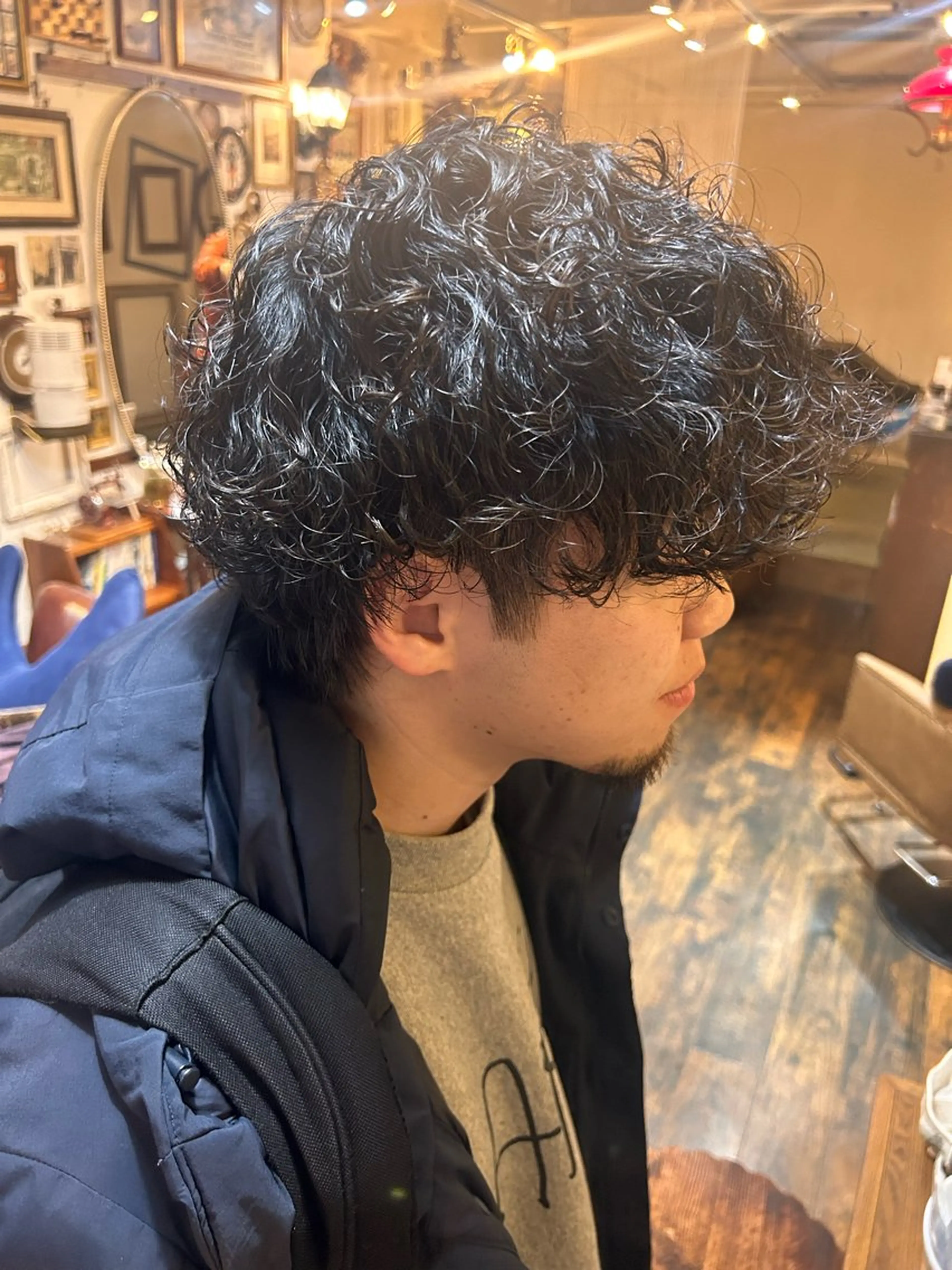 ショート パーマ メンズ メンズパーマ カット パーマ 清水千優/パーマ/透 明感カラー/メンズのヘアスタイル