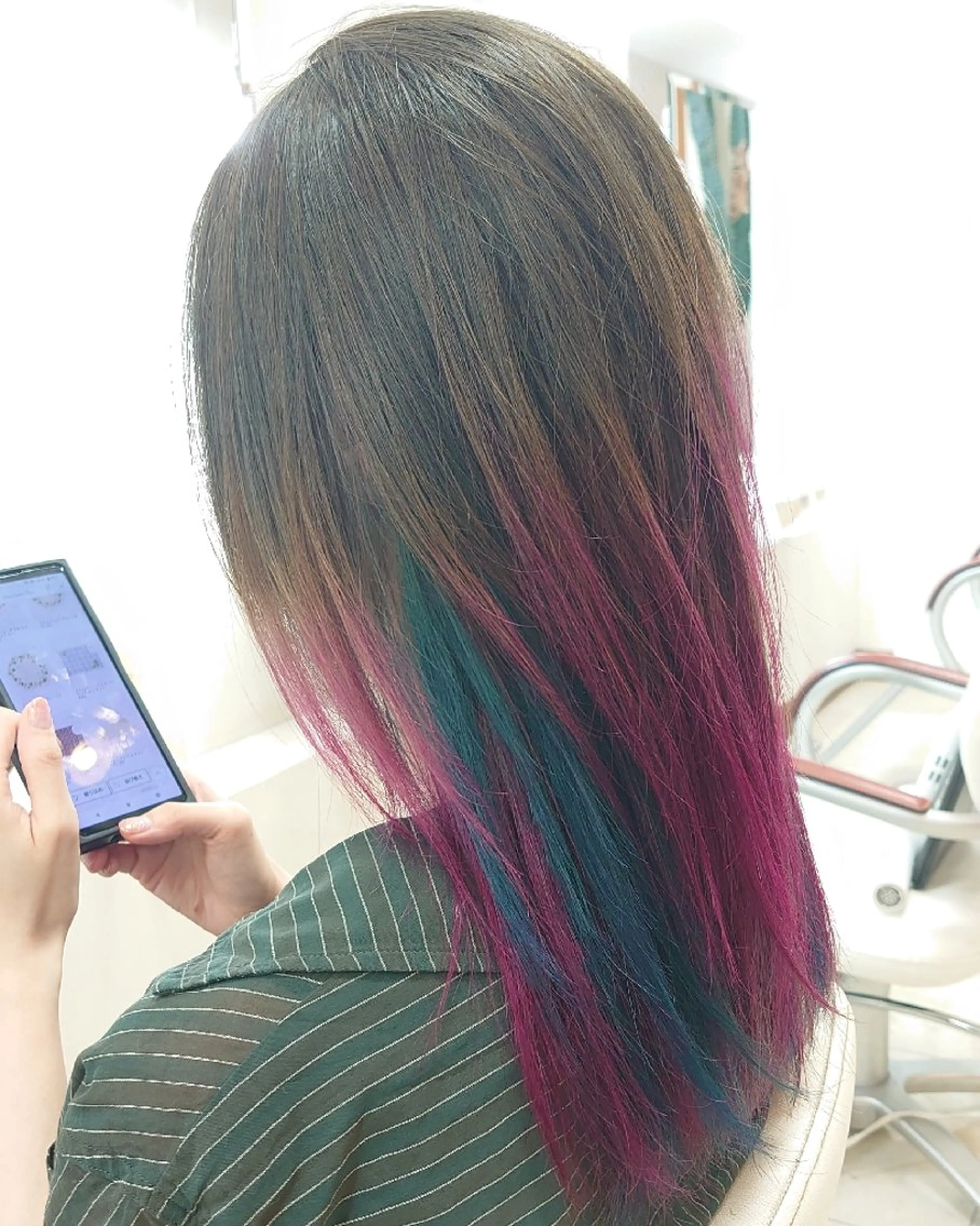 ロング カラー ブルーカラー ピンクカラー ロング キンジョウ エナミのヘアスタイル