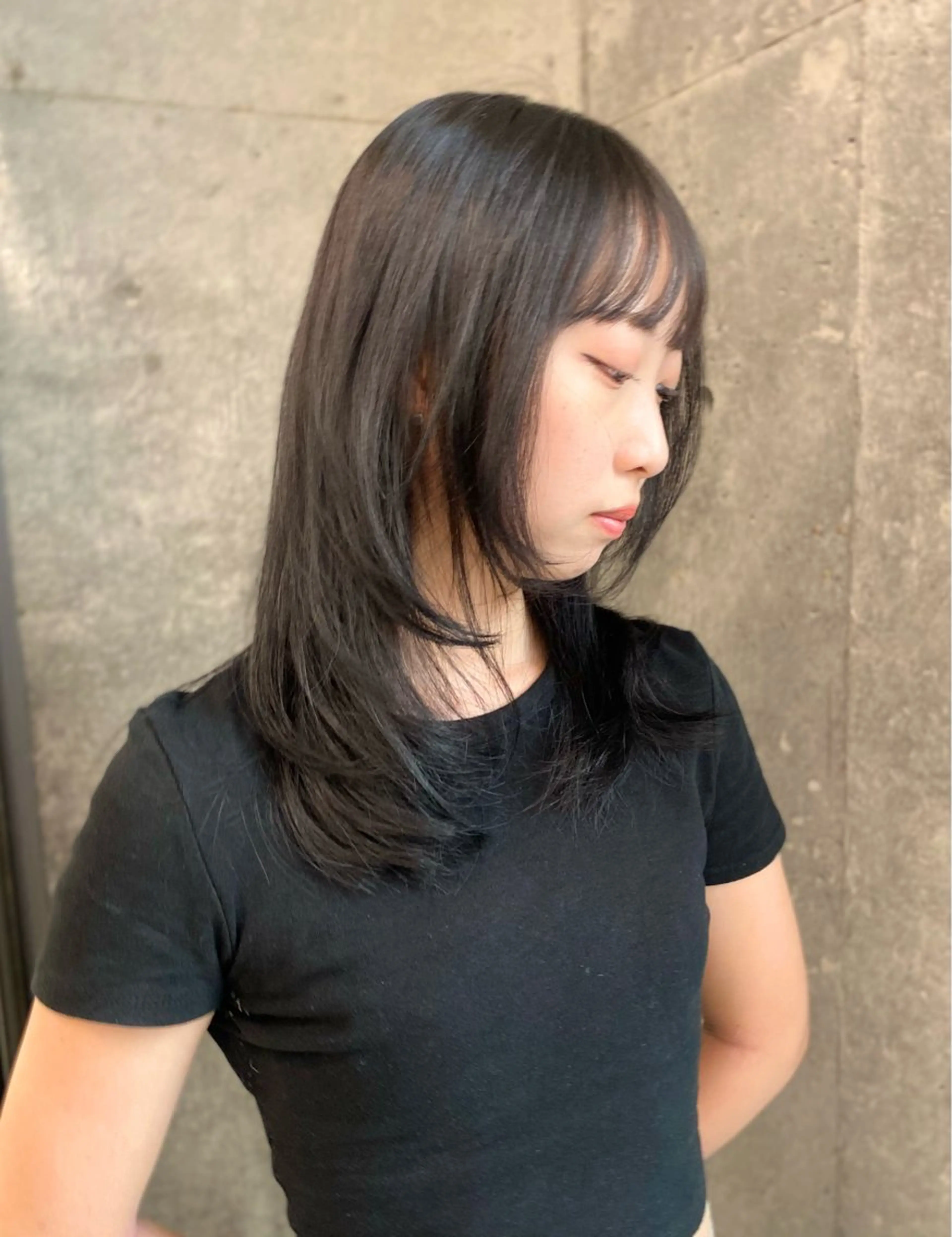 ミディアム カラー カット ヘアカラー トリートメント レイヤー/柔色 カラー/SAkiのヘアスタイル