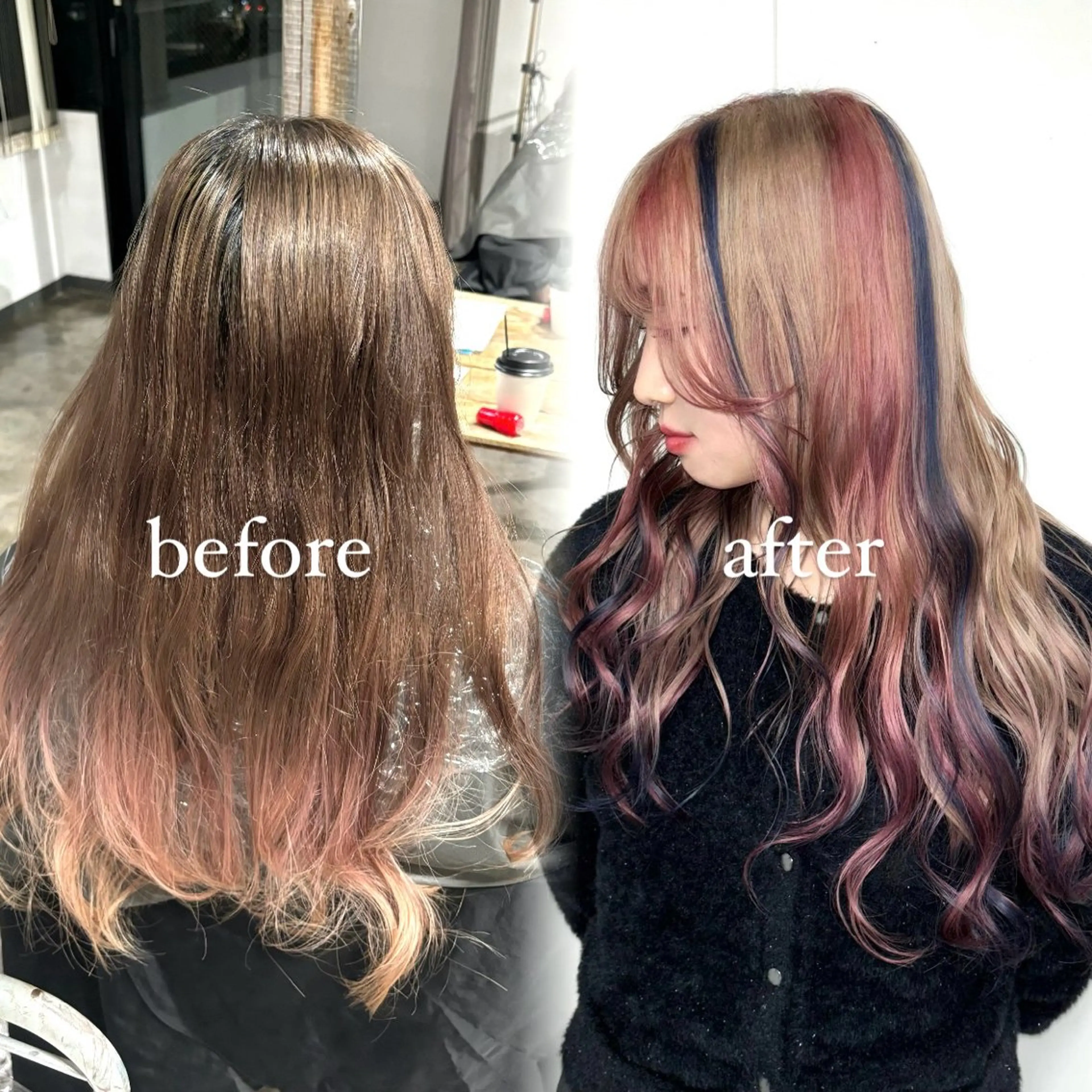 セミロング カラー 💫miyu💫デザ インカラー/アレンジのヘアスタイル