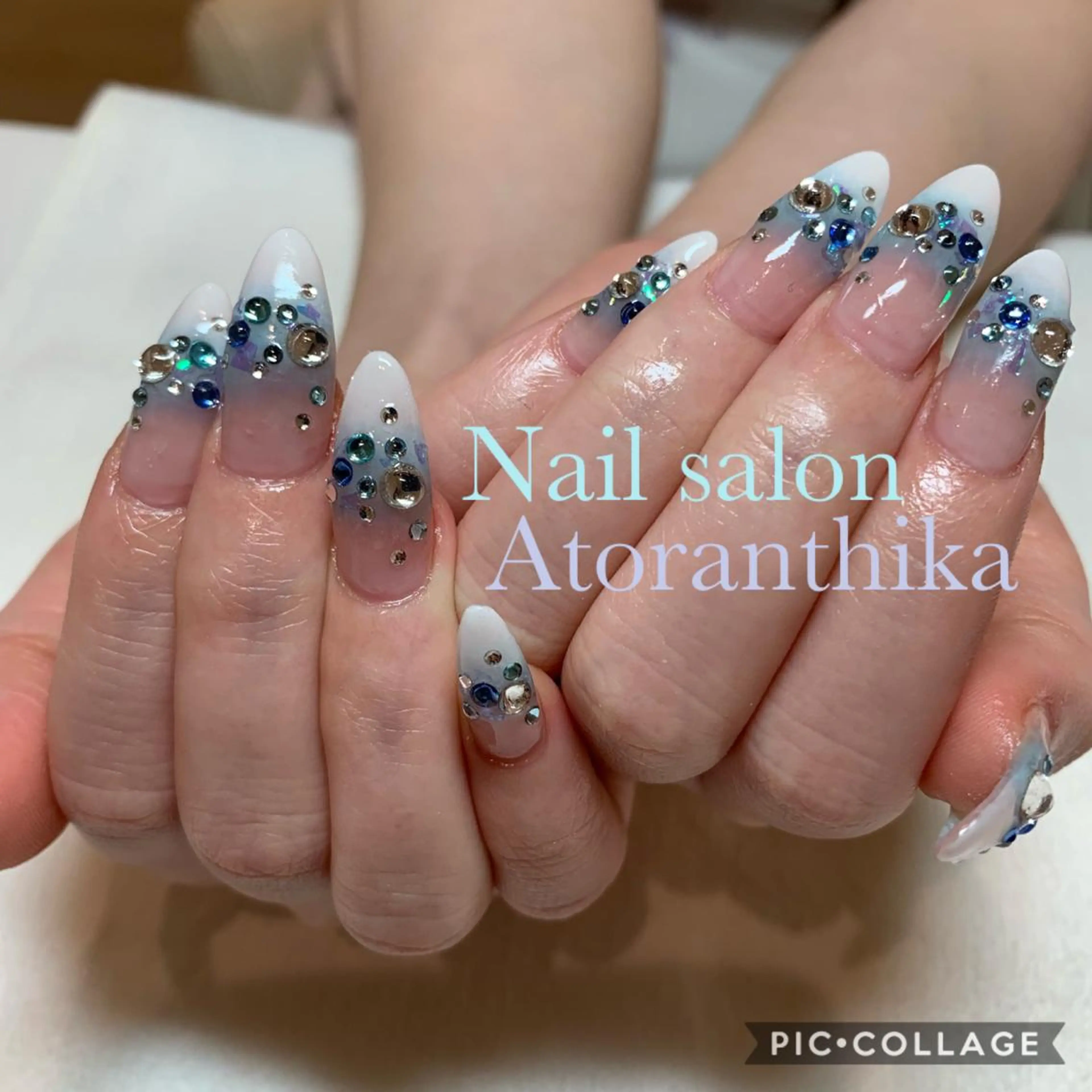 ネイル キラキラネイル ストーンネイル ハンドネイル Nail salon Atlantica所属・Nail salon ✩ ｱﾄﾗﾝﾃｨｶのネイルデザイン