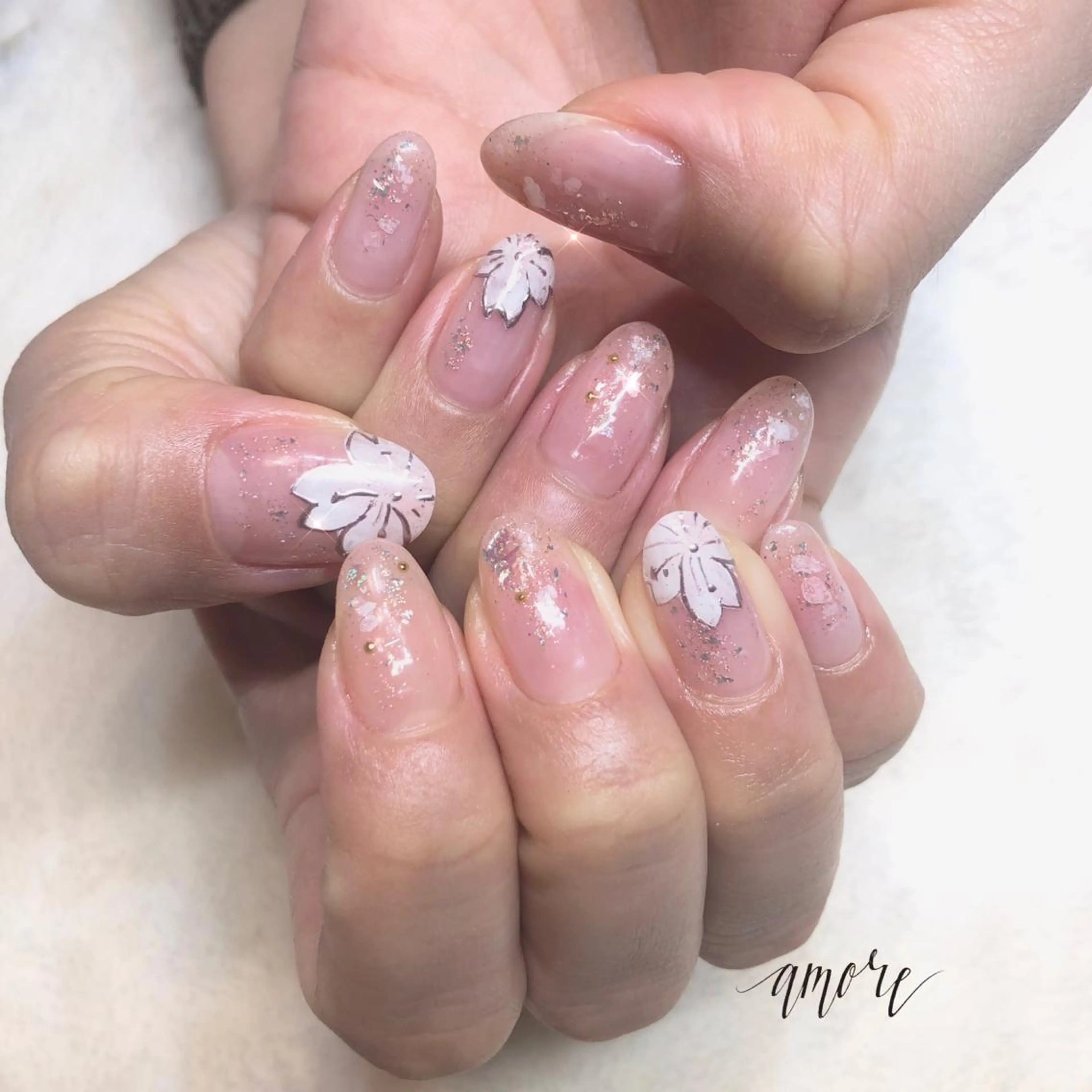 ネイル 桜ネイル クリアネイル ジェルネイル ニュアンスネイル 春ネイル You kyehwaのネイルデザイン