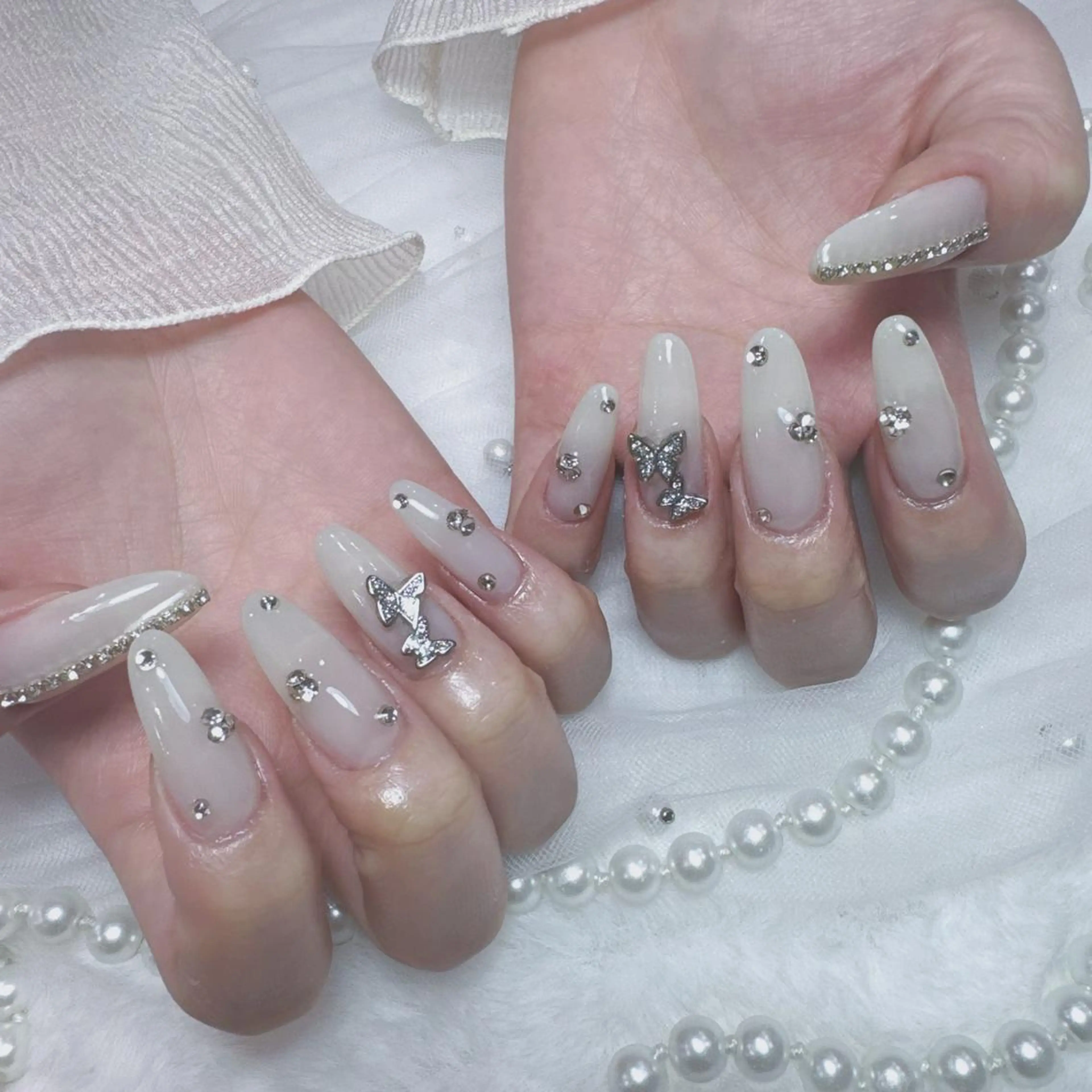 『HANDオフ無し』チップ長さだし１０本+ワンカラー/ラメグラ+パーツ付け放題の写真