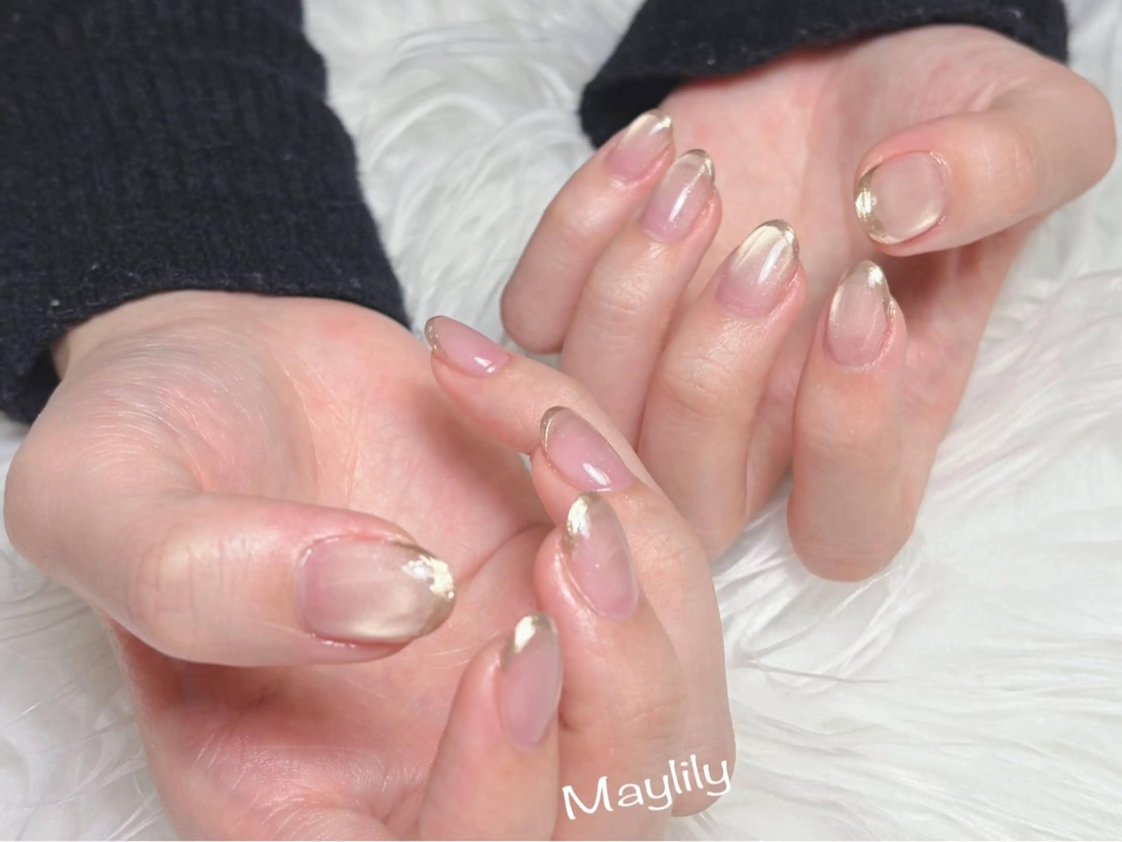 ネイル フレンチネイル マグネットネイル ミラーネイル 持ち込み ハンドネイル Nail care salon Maylily所属・Nail salon Maylilyのネイルデザイン