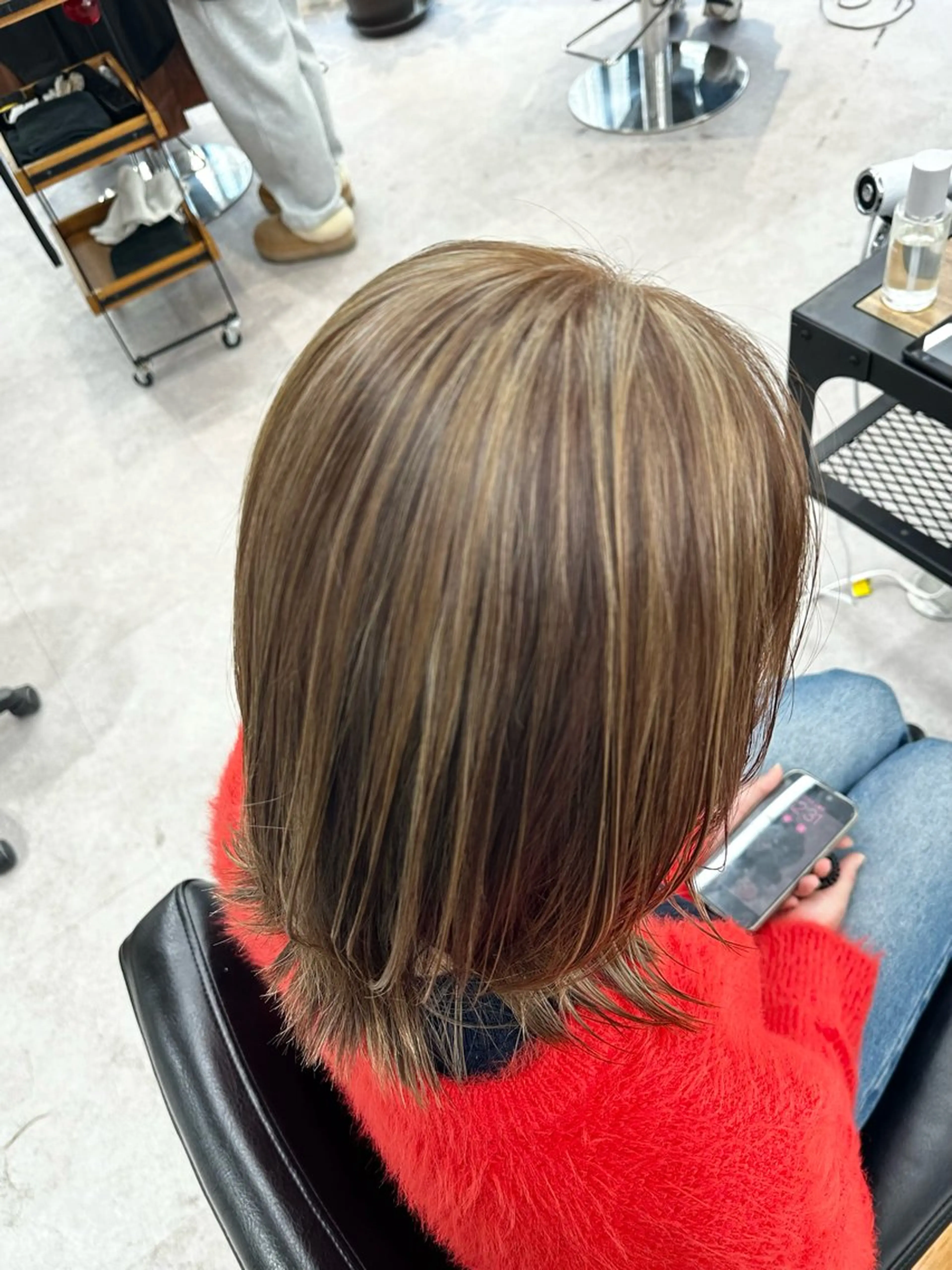 ミディアム カラー パーマ ヘアアレンジ キッズ カット ヘアカラー 小顔顔まわり/ レイヤーカット🌿のヘアスタイル