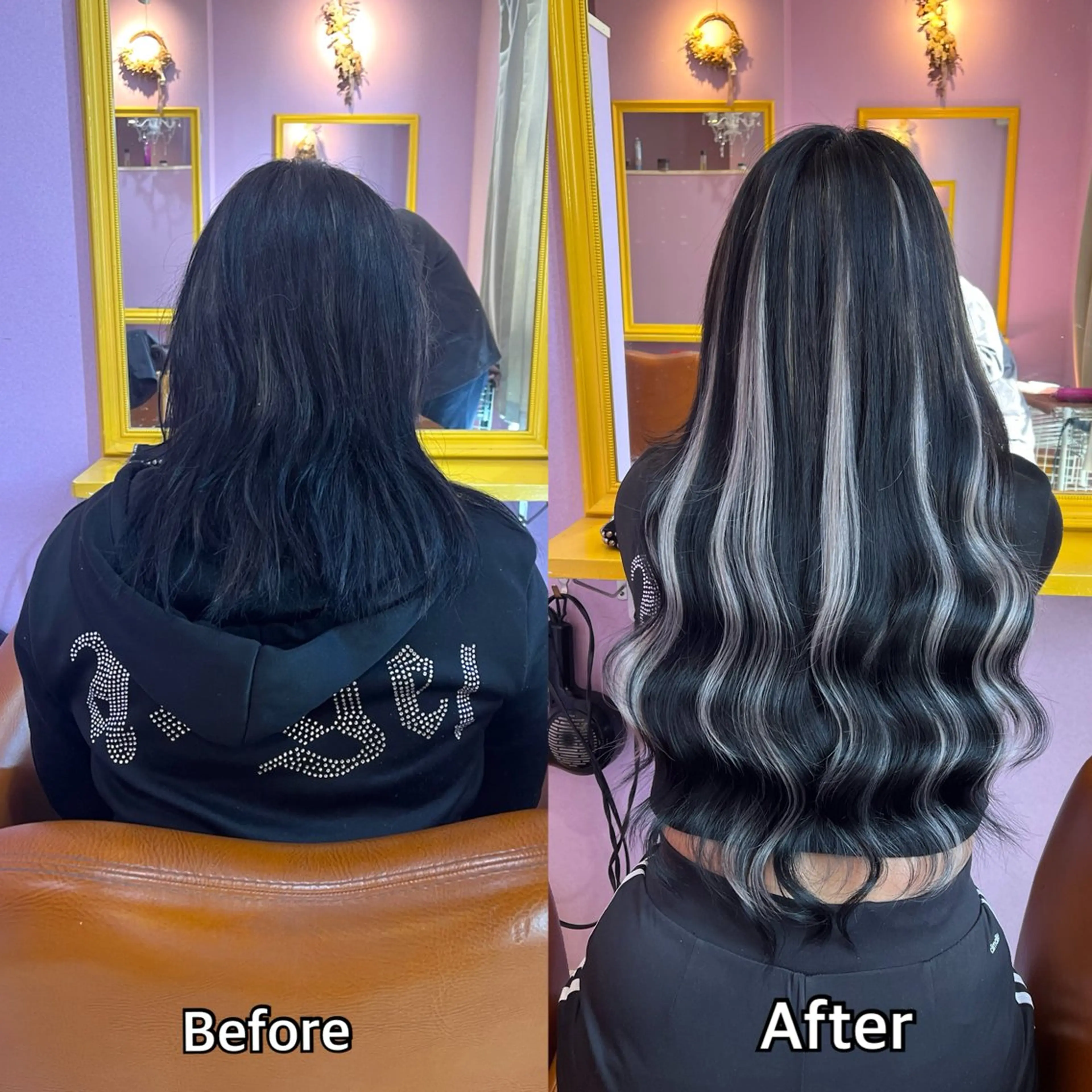 ロング シール＋ちび編み込み エクステ梅田🐨のヘアスタイル