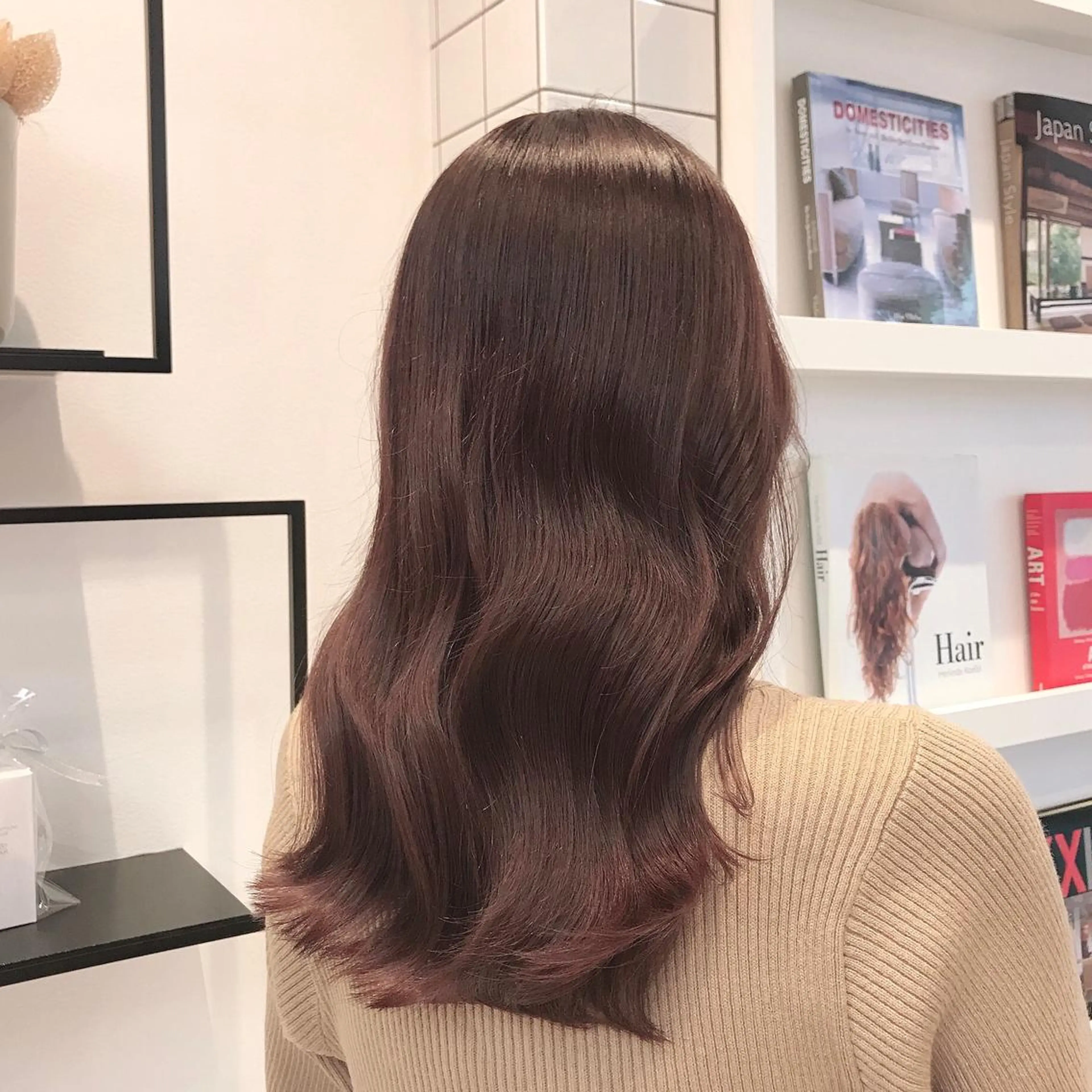 セミロング カラー ローズカラー 髙橋 かすみのヘアスタイル