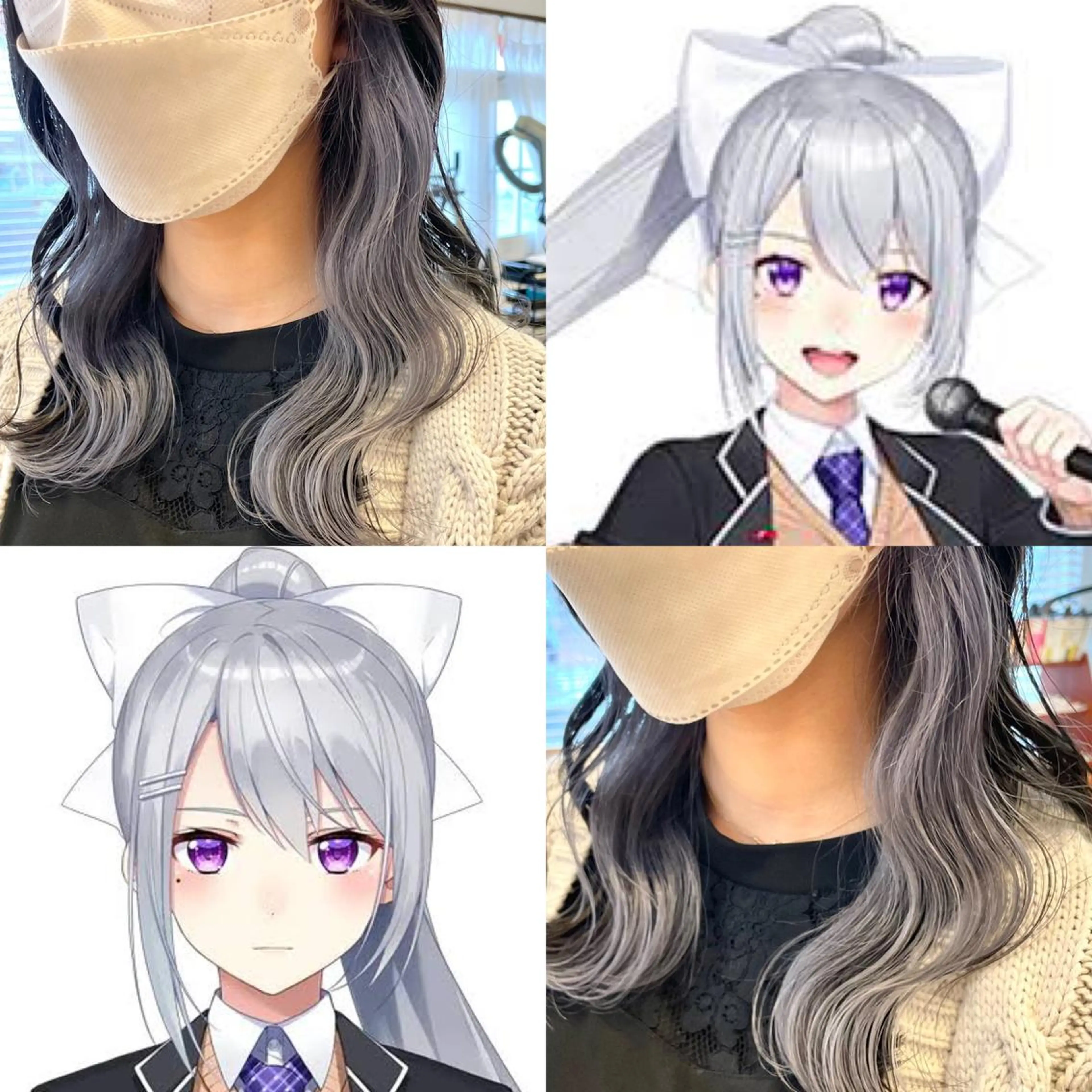 ミディアム カラー ブリーチ ケアブリーチ ダブルカラー インナーカラー インナーカラー/推し ウルフ/アニメカラーのヘアスタイル