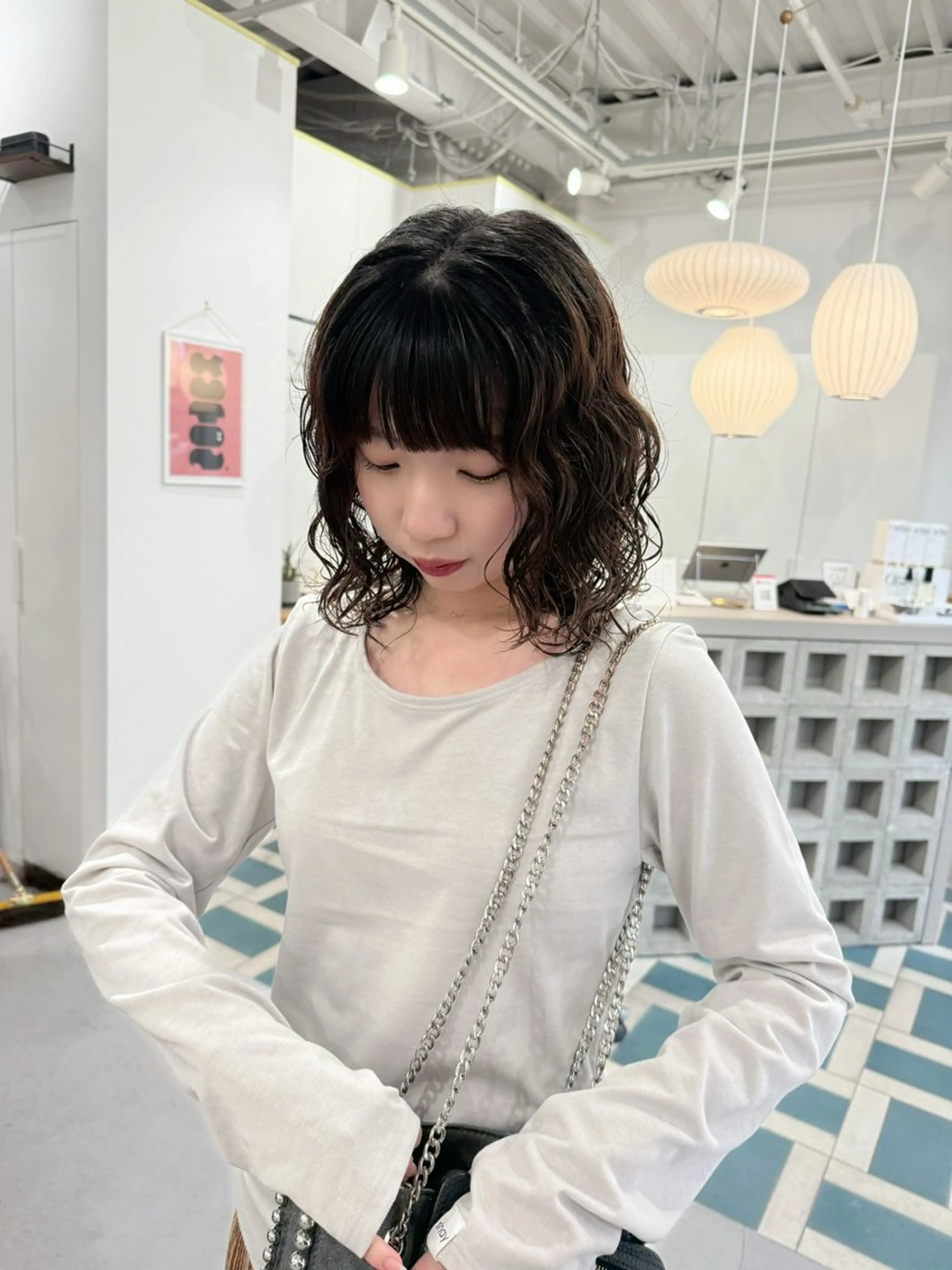 ミディアム パーマ ミディアムパーマ カット パーマ レイヤーカット/ 春日井/鵜飼元喜のヘアスタイル