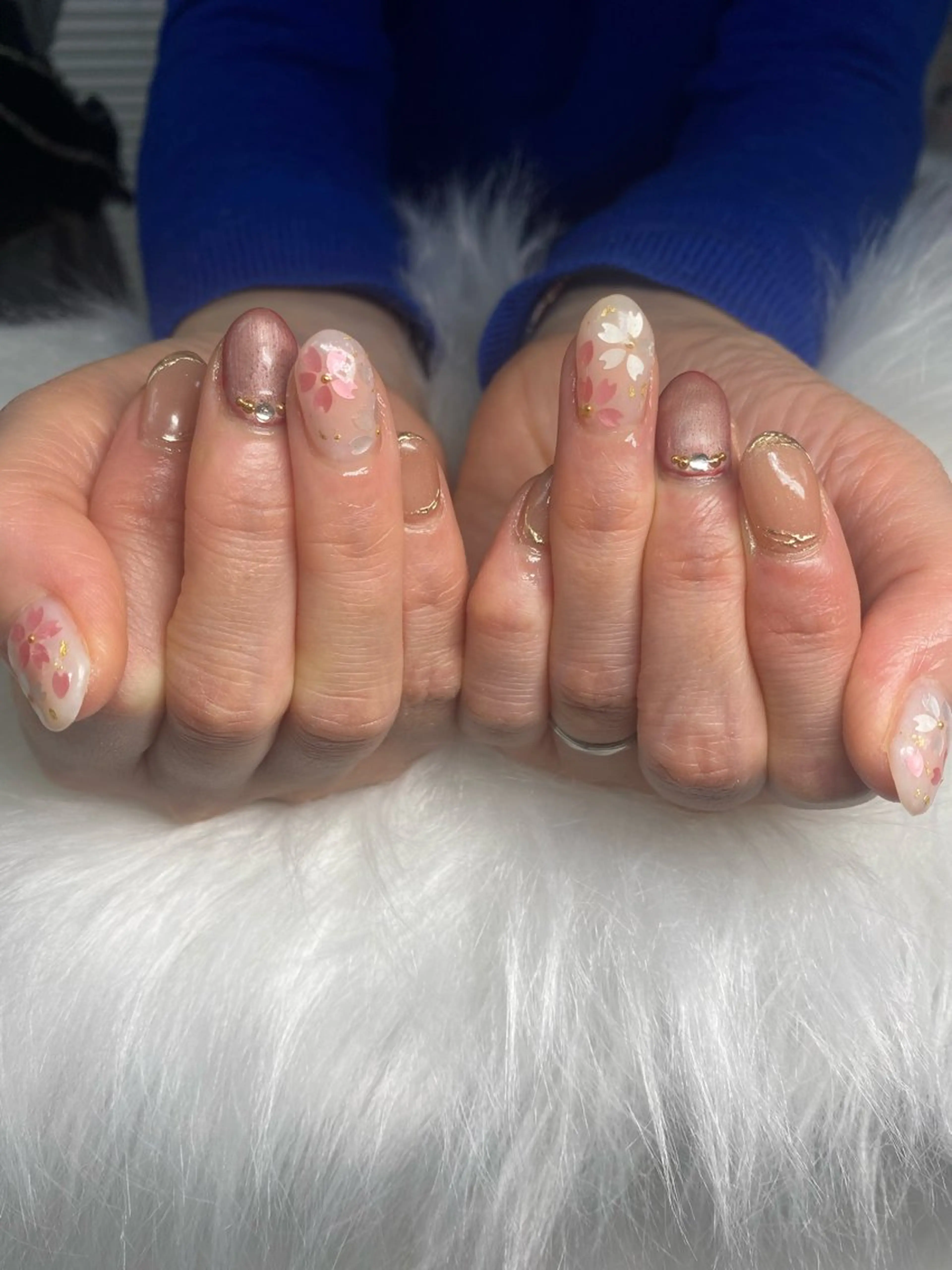 ネイル 桜ネイル ホログラムネイル 春ネイル デュアス R _宇都宮のネイルデザイン