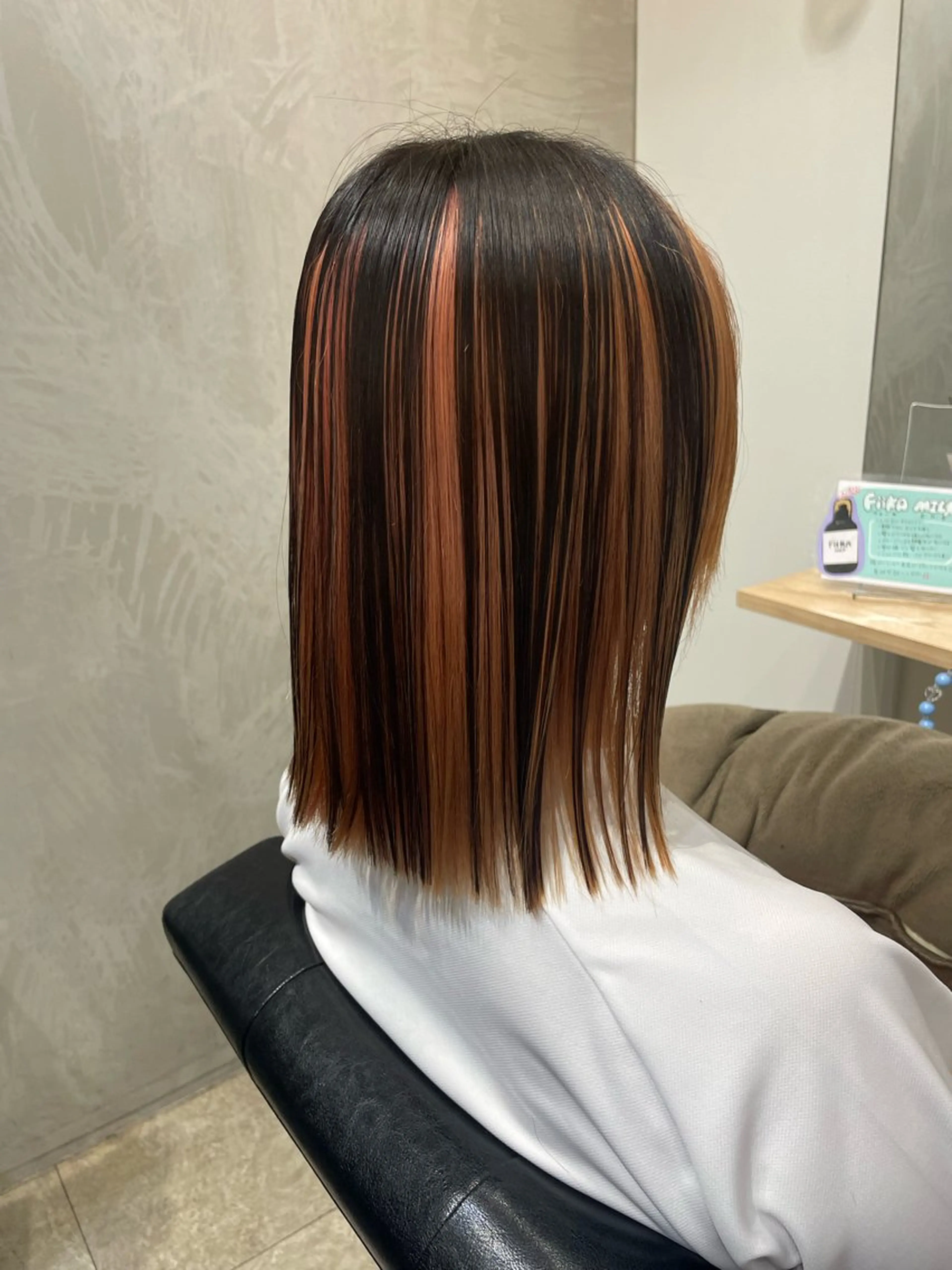 ミディアム カラー ブリーチ 縮毛矯正 南雲 由麻のヘアスタイル