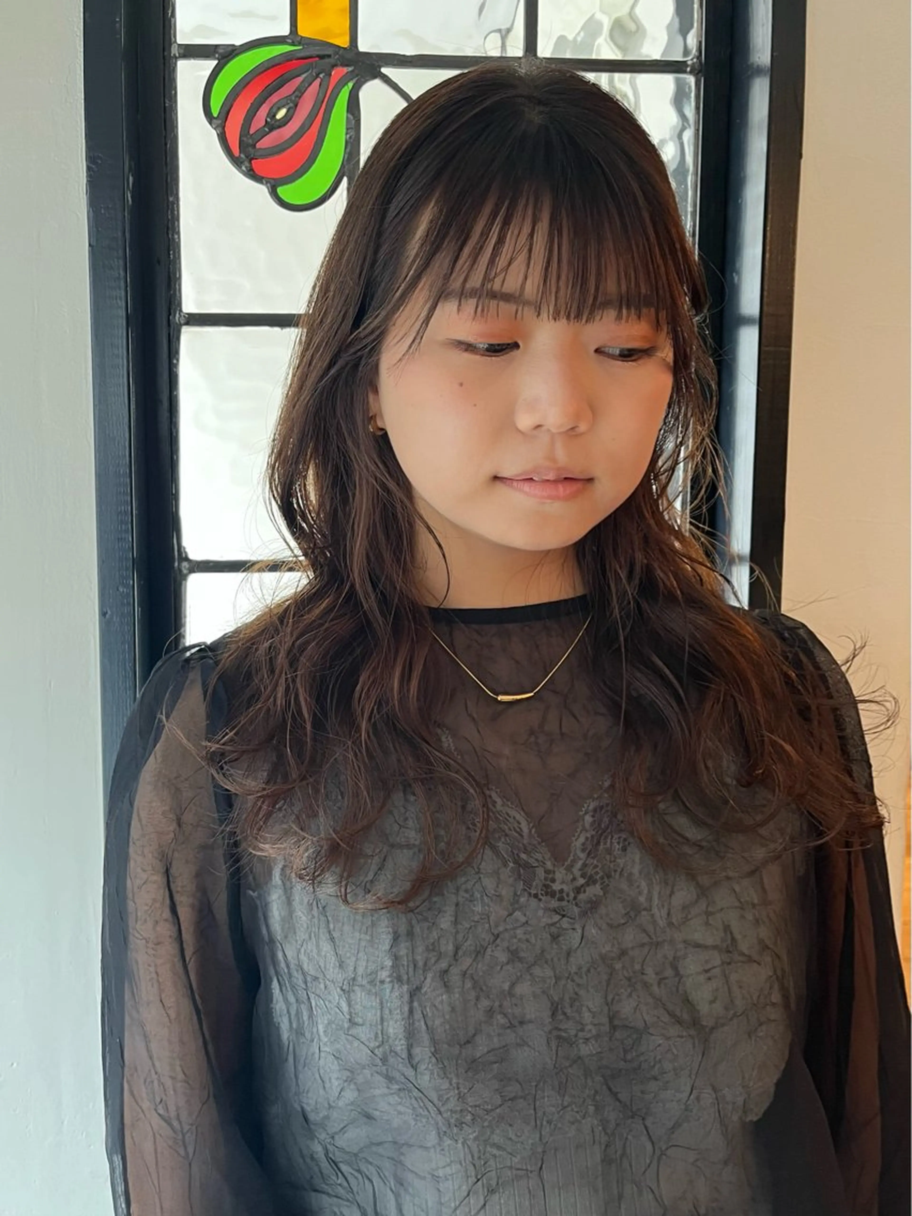 ロング パーマ 顔周りカット レイヤーカット 🧸メンズカット 🧸conatsuのヘアスタイル