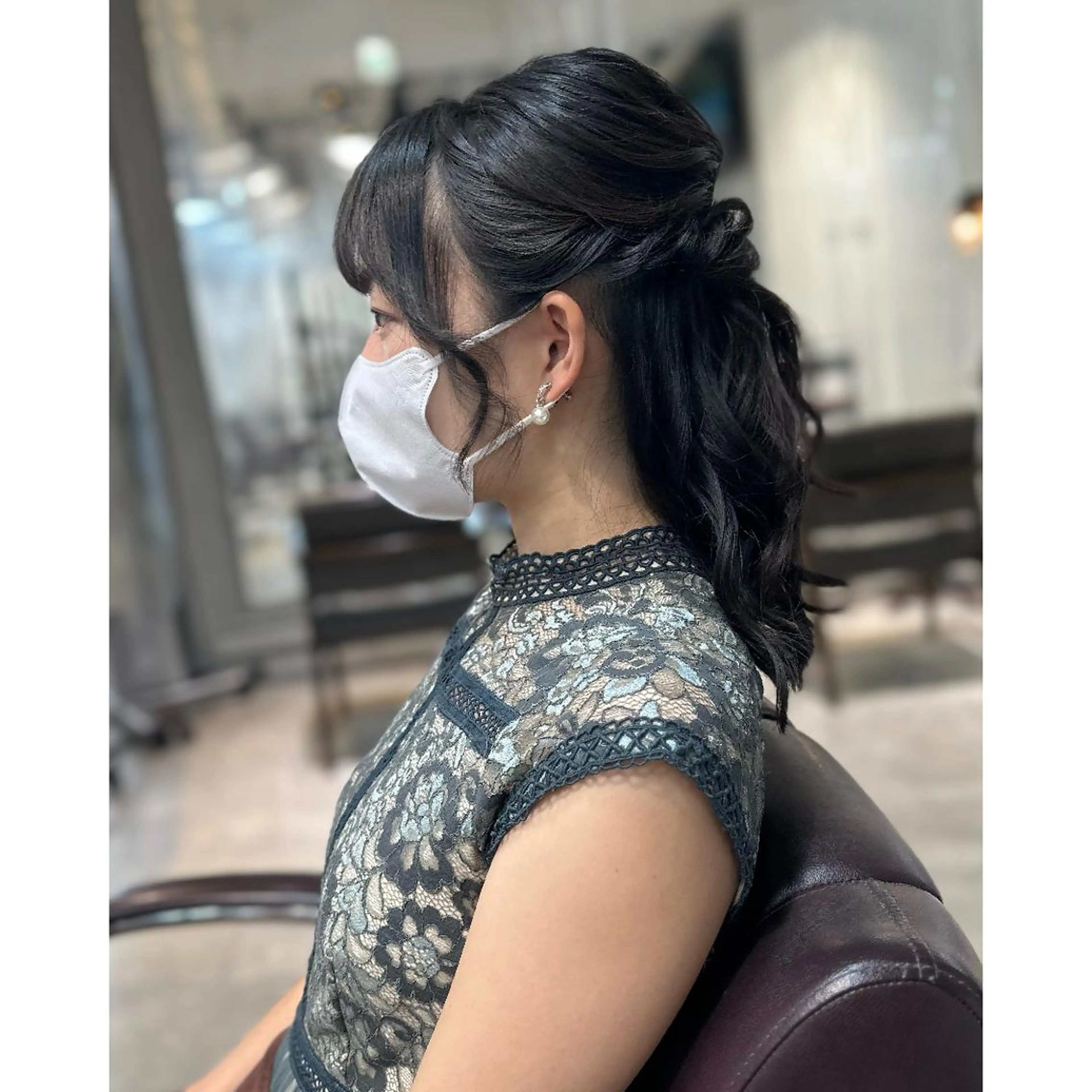 ショート カラー パーマ ヘアアレンジ メンズ キッズ ハーフアップ 結婚式・ブライダル ヘアセット BRAIDS💎愛子 大人ハイライト💎のヘアスタイル