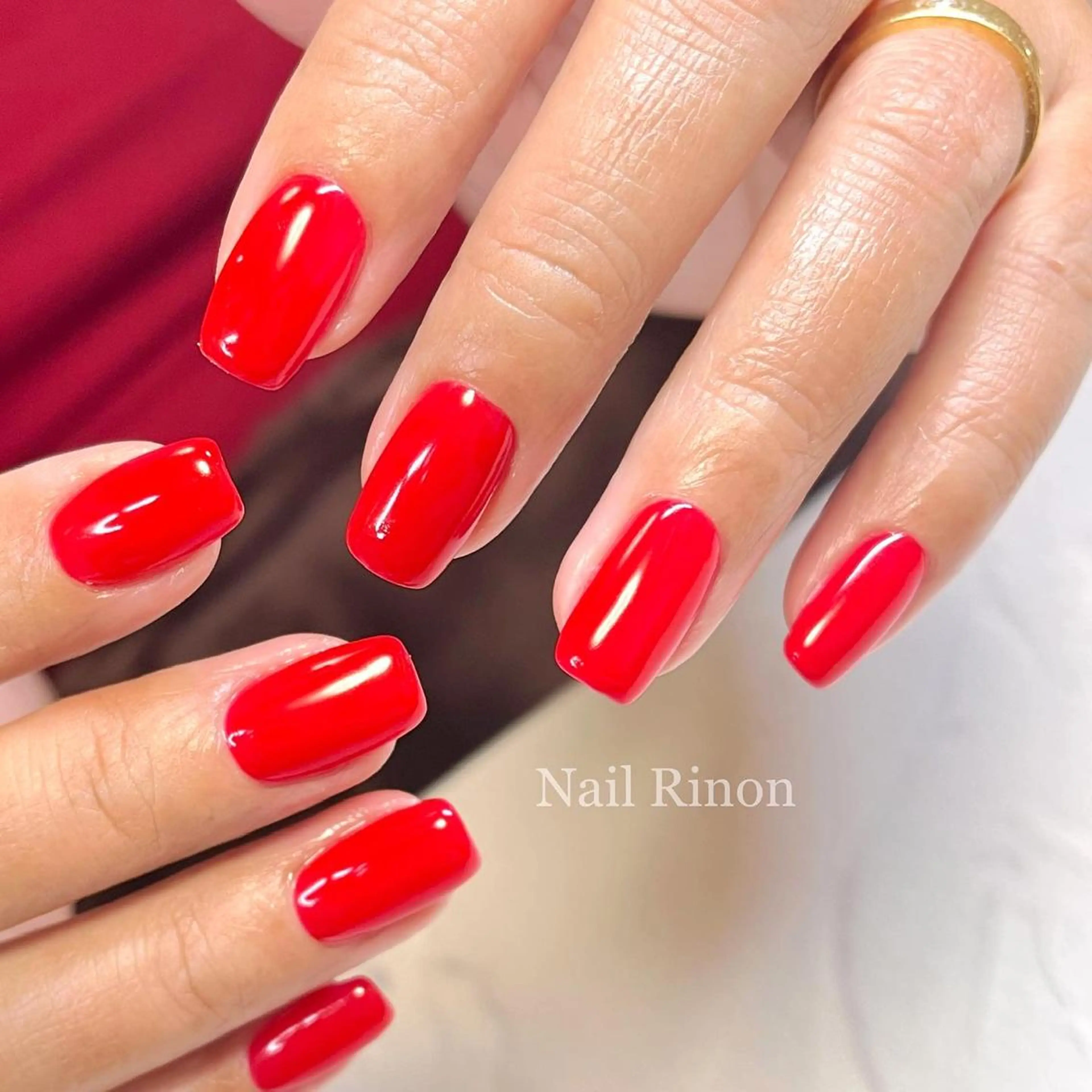 ネイル 赤色 冬ネイル クリスマス ハンドネイル Nail Rinonのネイルデザイン