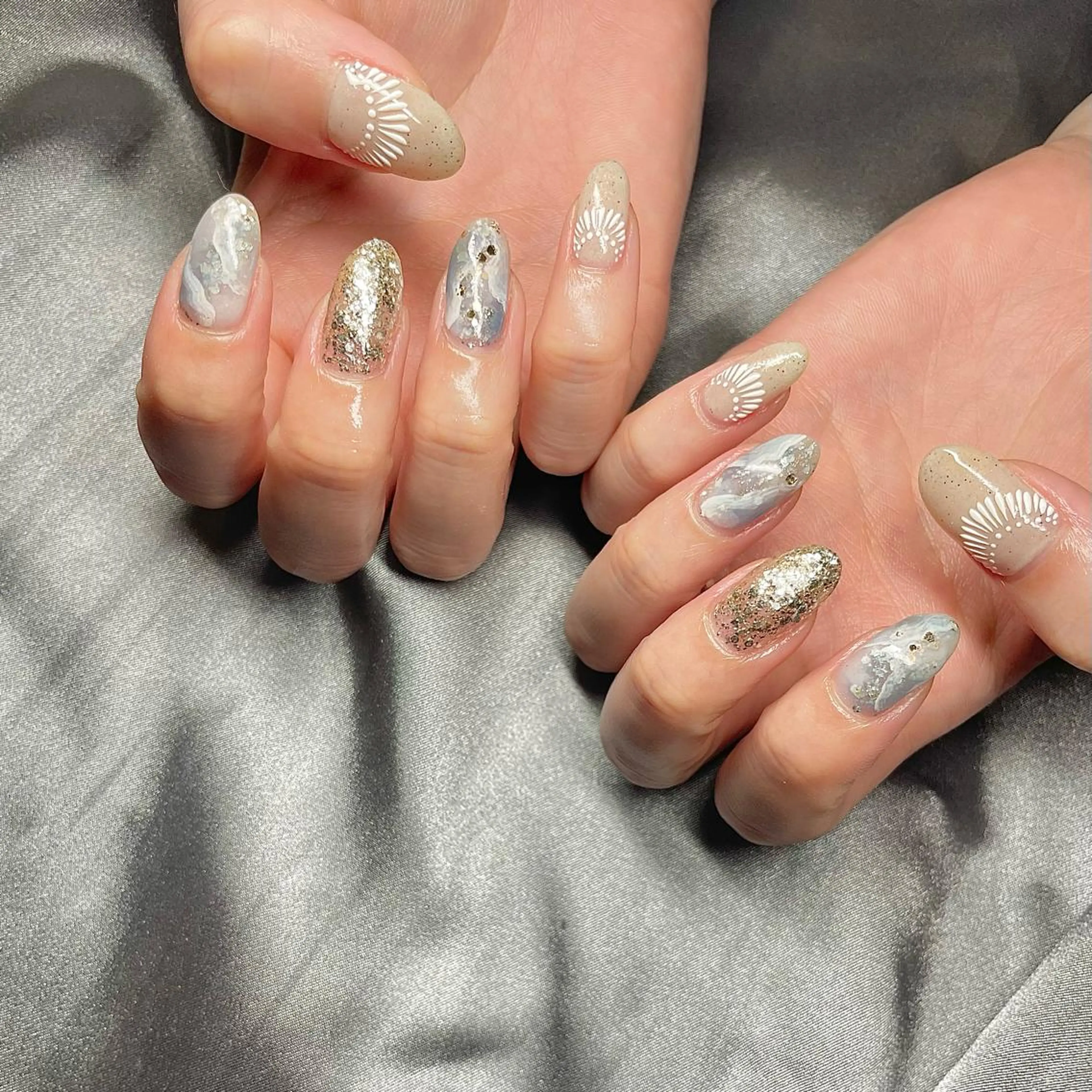 セミロング カラー パーマ ヘアアレンジ メンズ キッズ ネイル マツエク・マツパ アイブロウ ブルーカラー ブルー nail&eye Aoのマツエク・マツパデザイン