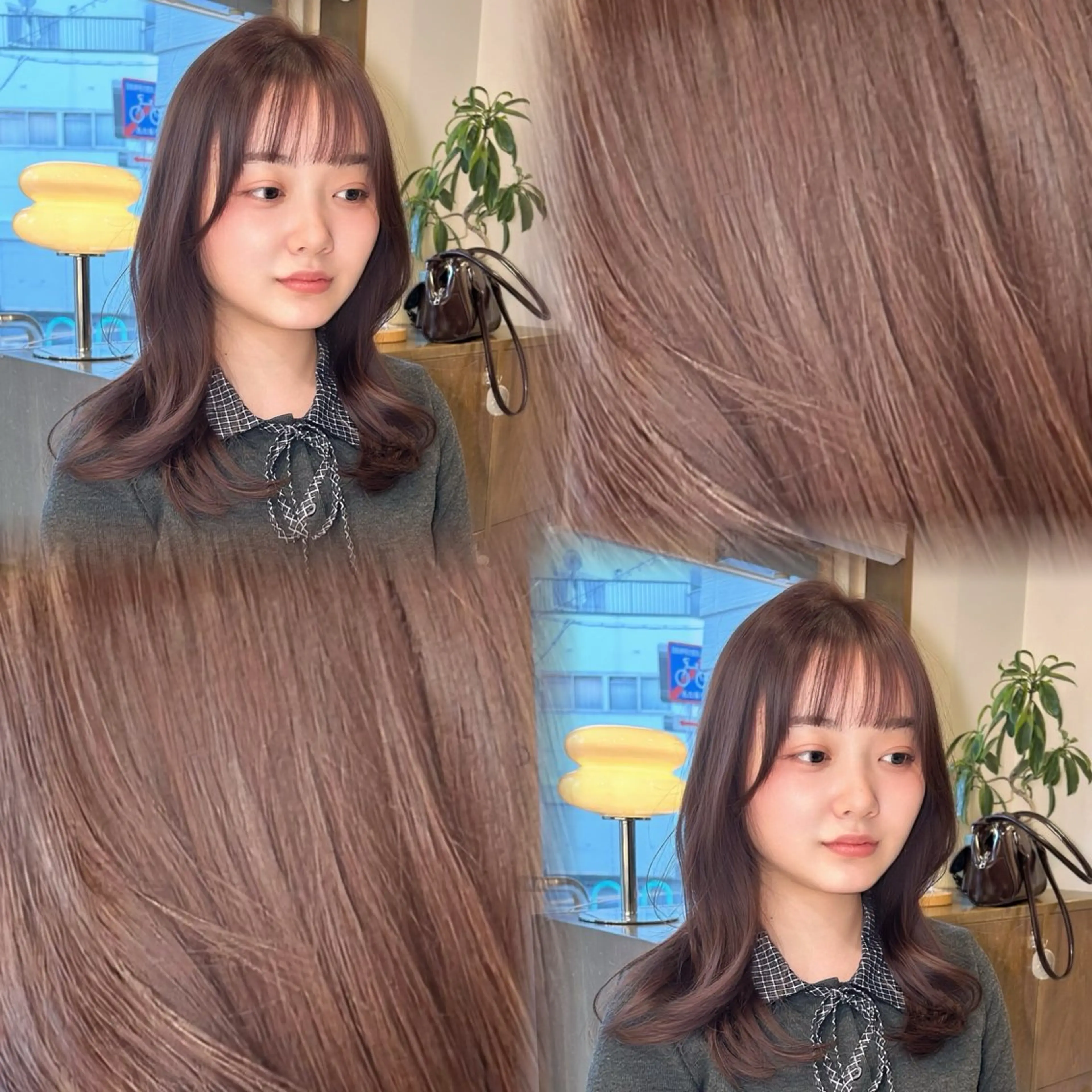 ミディアム カラー ベージュカラー ブリーチ ダブルカラー ミルクティーベージュ ブリーチなしカラー ヘアカラー ニュートラルカラー 🧊横田 さえのヘアスタイル