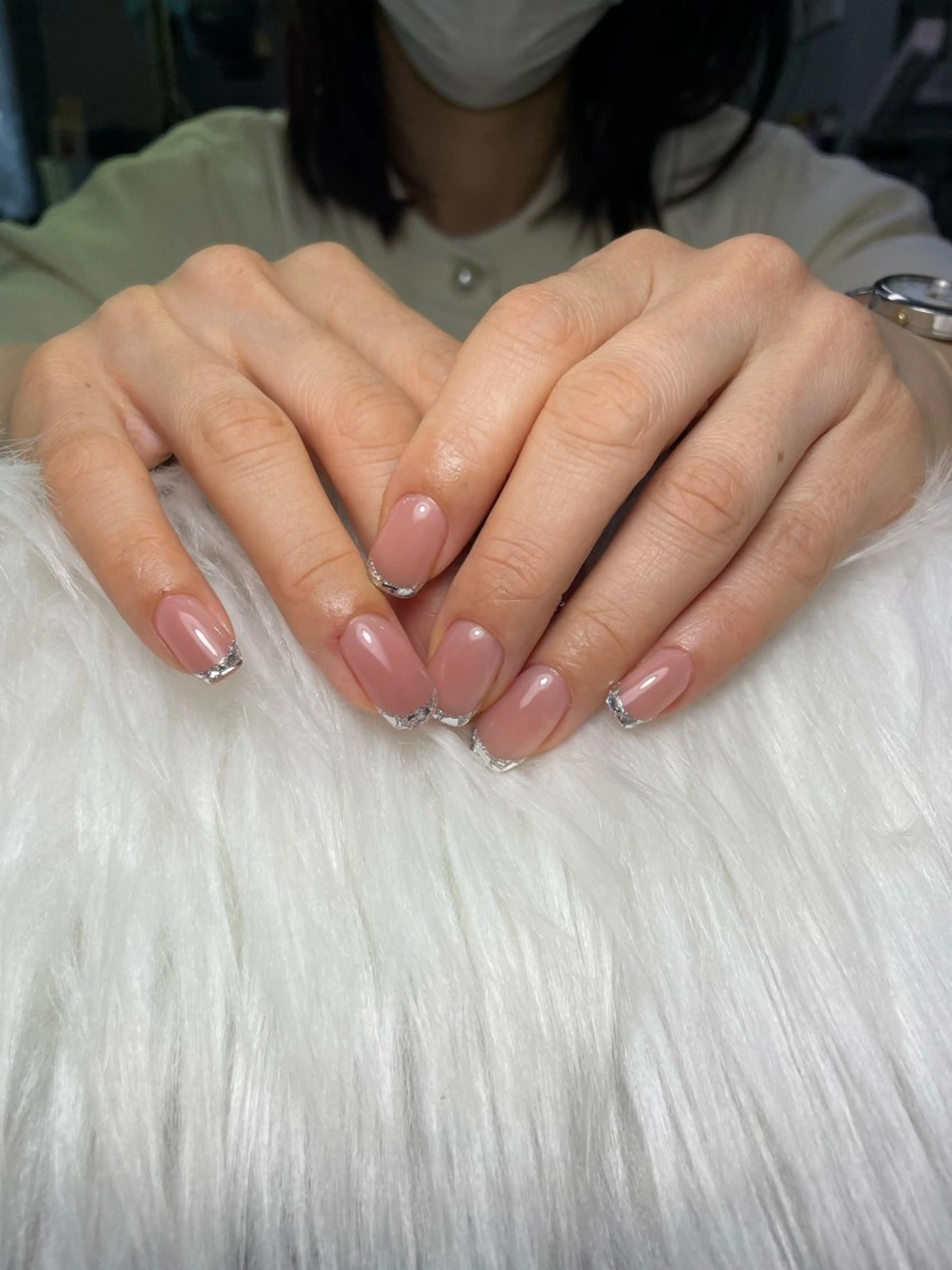 メンズ ネイル フレンチネイル ガラスフレンチ 美容室るーじゅ所属・美容室 るーじゅ/しいの木台のマツエク・マツパデザイン