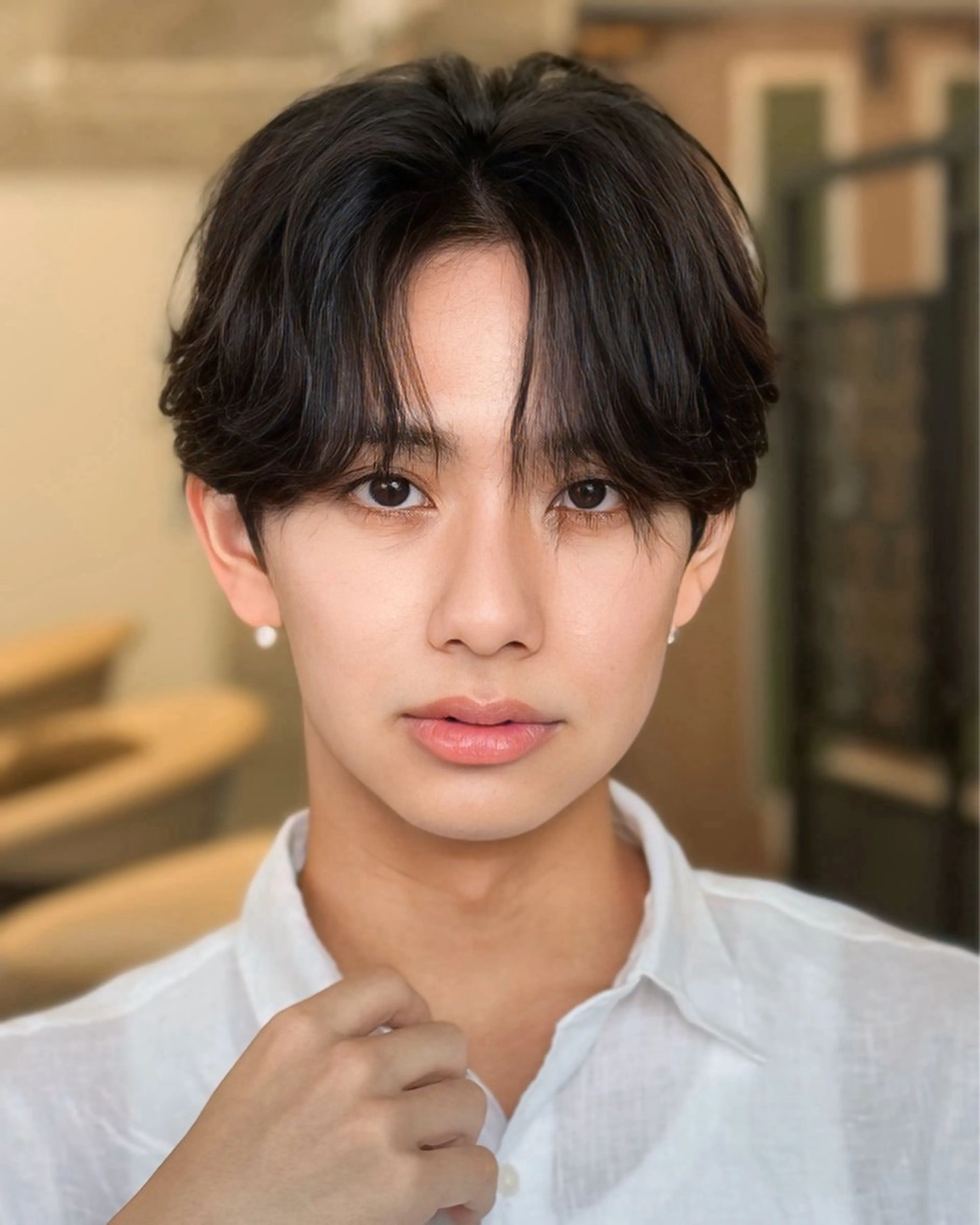 メンズ excia渋谷所属・曲がる縮毛矯正 センターパート/翼のヘアスタイル